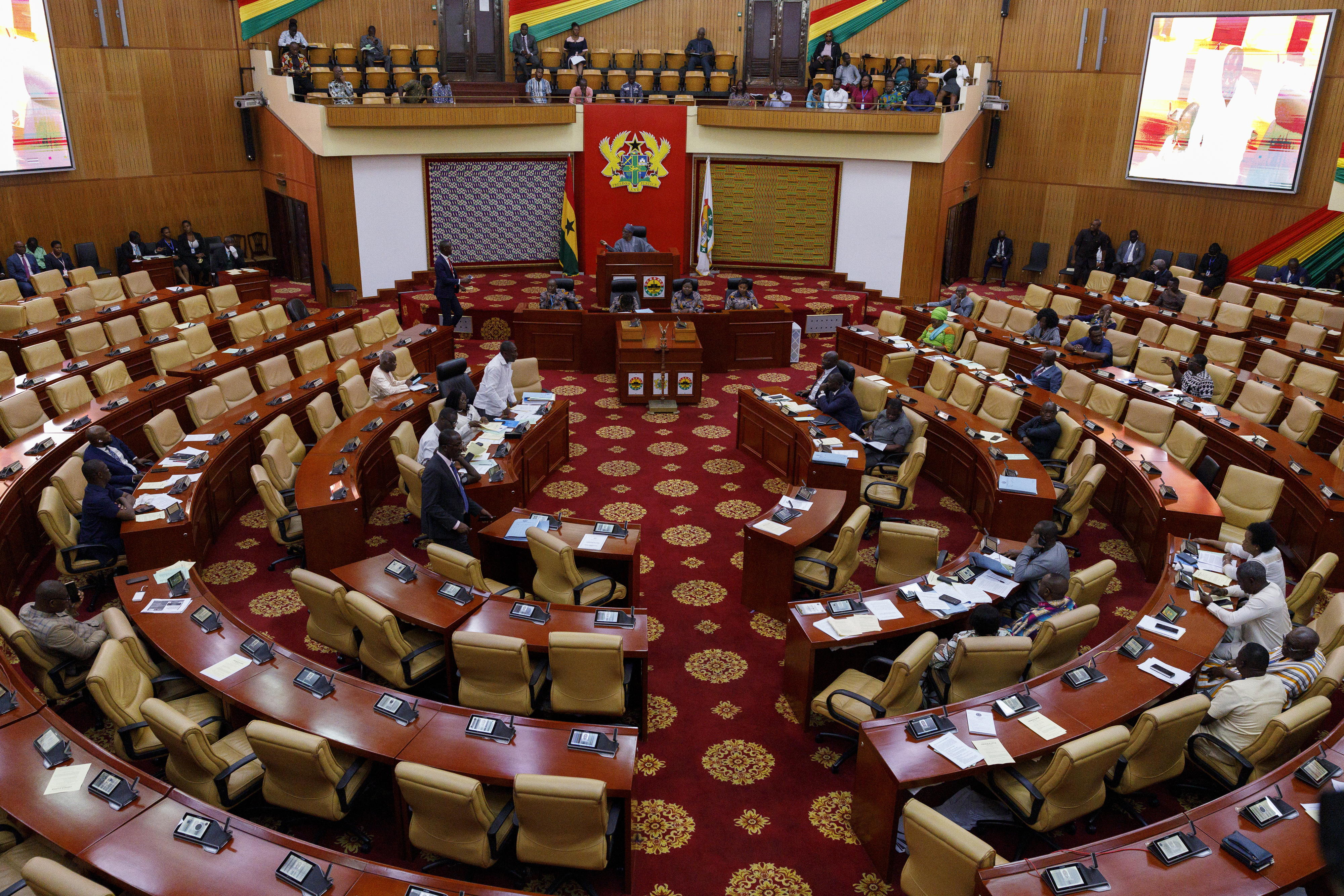 FILE - Speaker of Ghana Parliament Alban Sumana Bagbin speaks at the Parliament House in Accra, Feb. 28, 2024. (AP Photo/Misper Apawu, File)