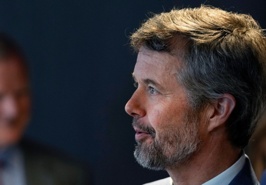 FILE - Crown Prince Frederik of Denmark meets business leaders at a conference in The Hague, Netherlands, Monday, June 20, 2022. (AP Photo/Peter Dejong, File)