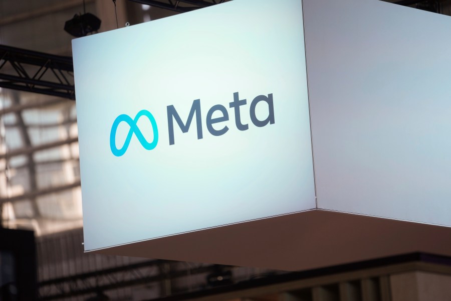 FILE - The Meta logo is seen at the Vivatech show in Paris, France, on June 14, 2023. (AP Photo/Thibault Camus, File)