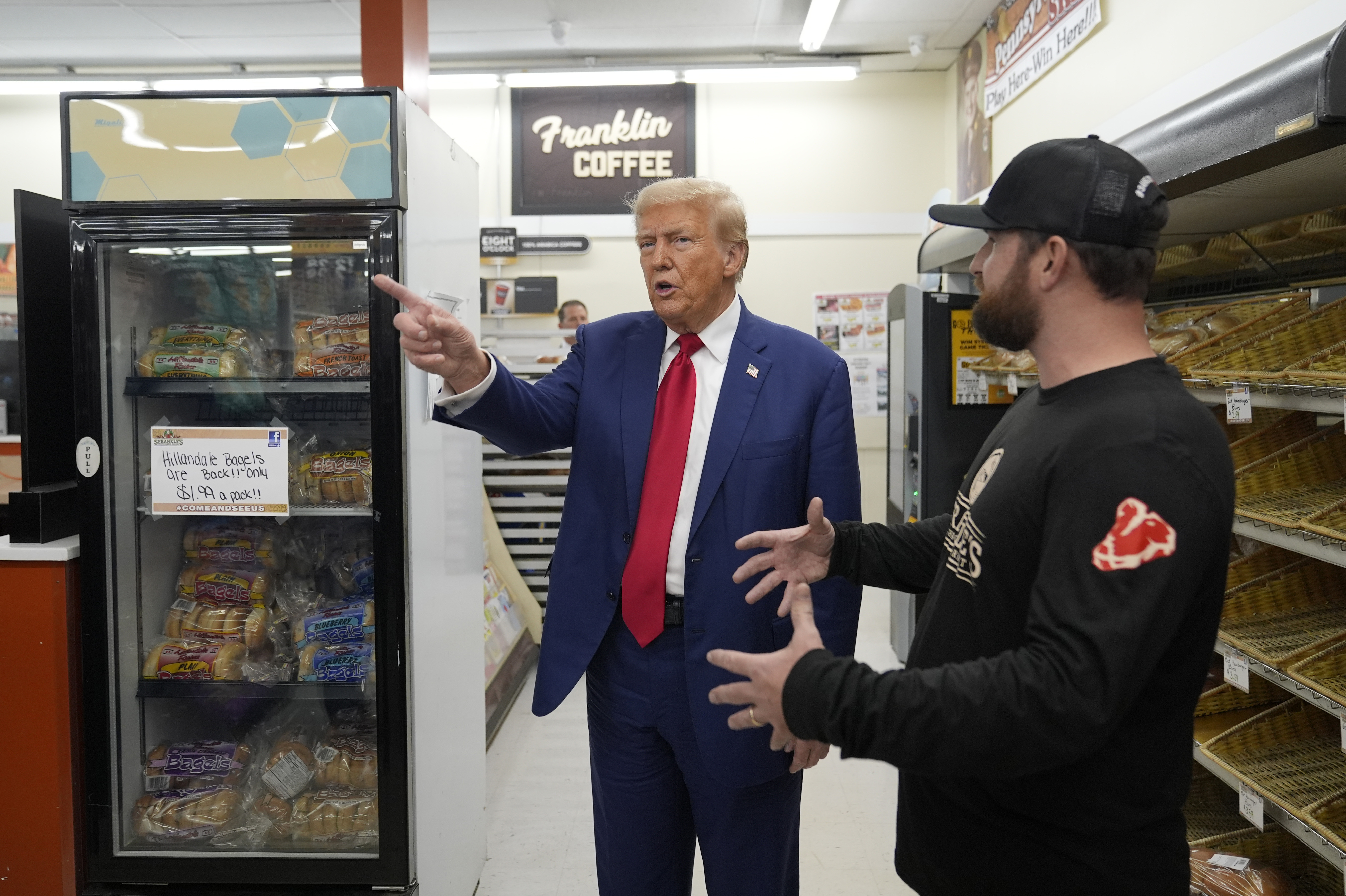 FILE - Republican presidential nominee former President Donald Trump visits Sprankle's Neighborhood Market in Kittanning, Pa., Sept. 23, 2024. (AP Photo/Alex Brandon, File)