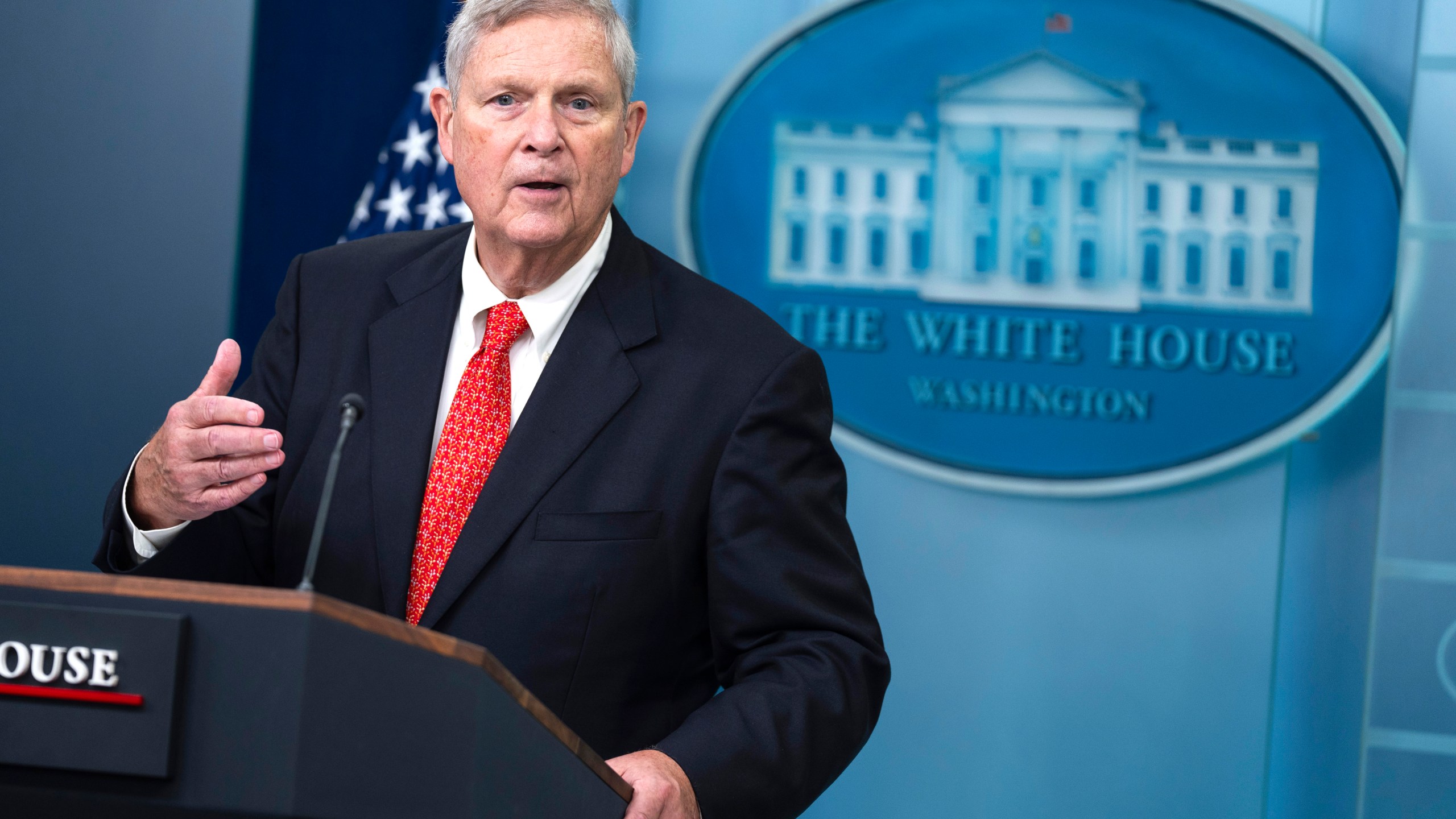 FILE - Agriculture Secretary Tom Vilsack speaks during a press briefing at the White House, Wednesday, July 31, 2024, in Washington. (AP Photo/Evan Vucci, File)