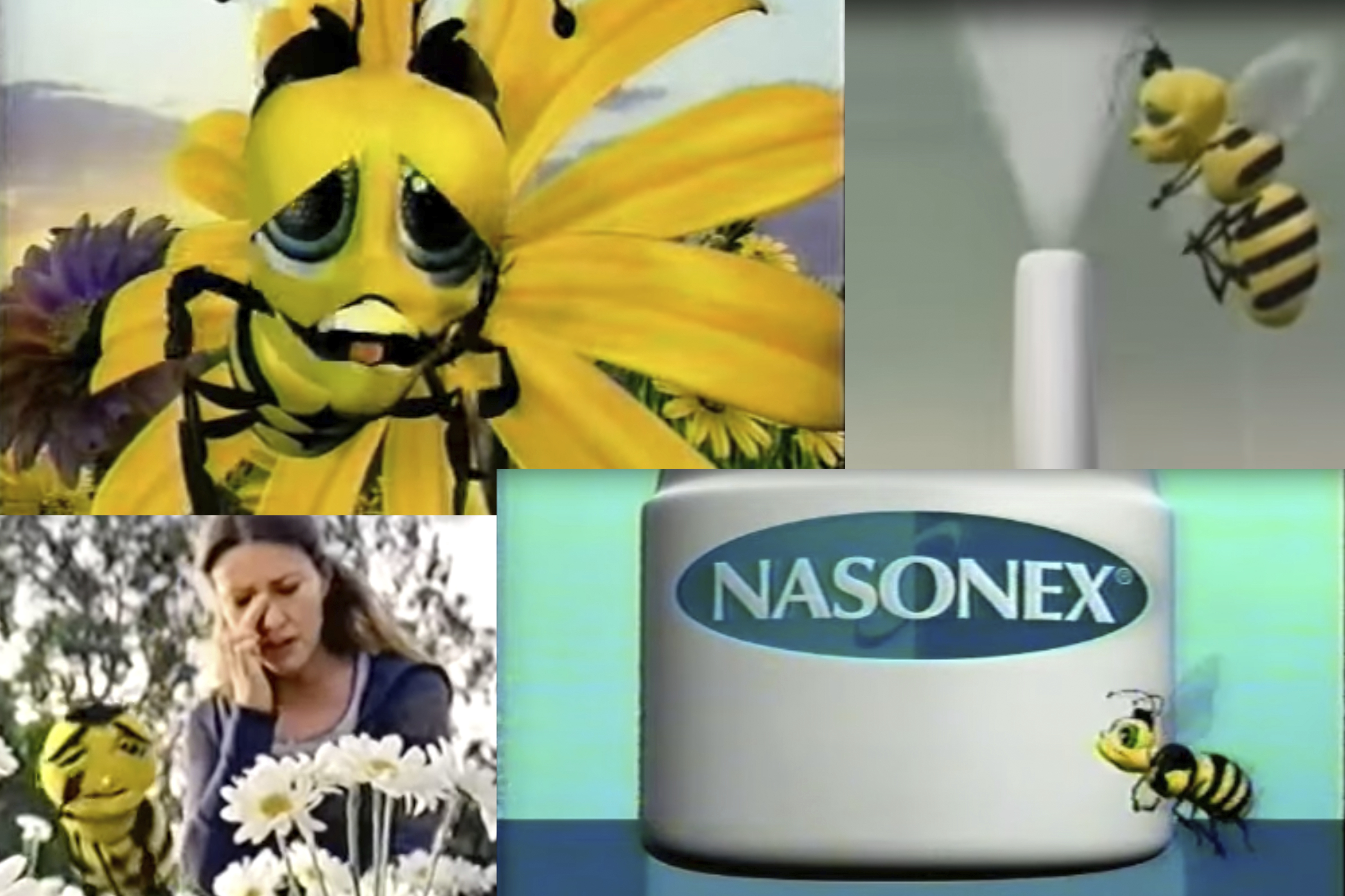 This combination of images from video shows scenes from Nasonex television commercials broadcast in the U.S. in the 2000s. (AP Photo)