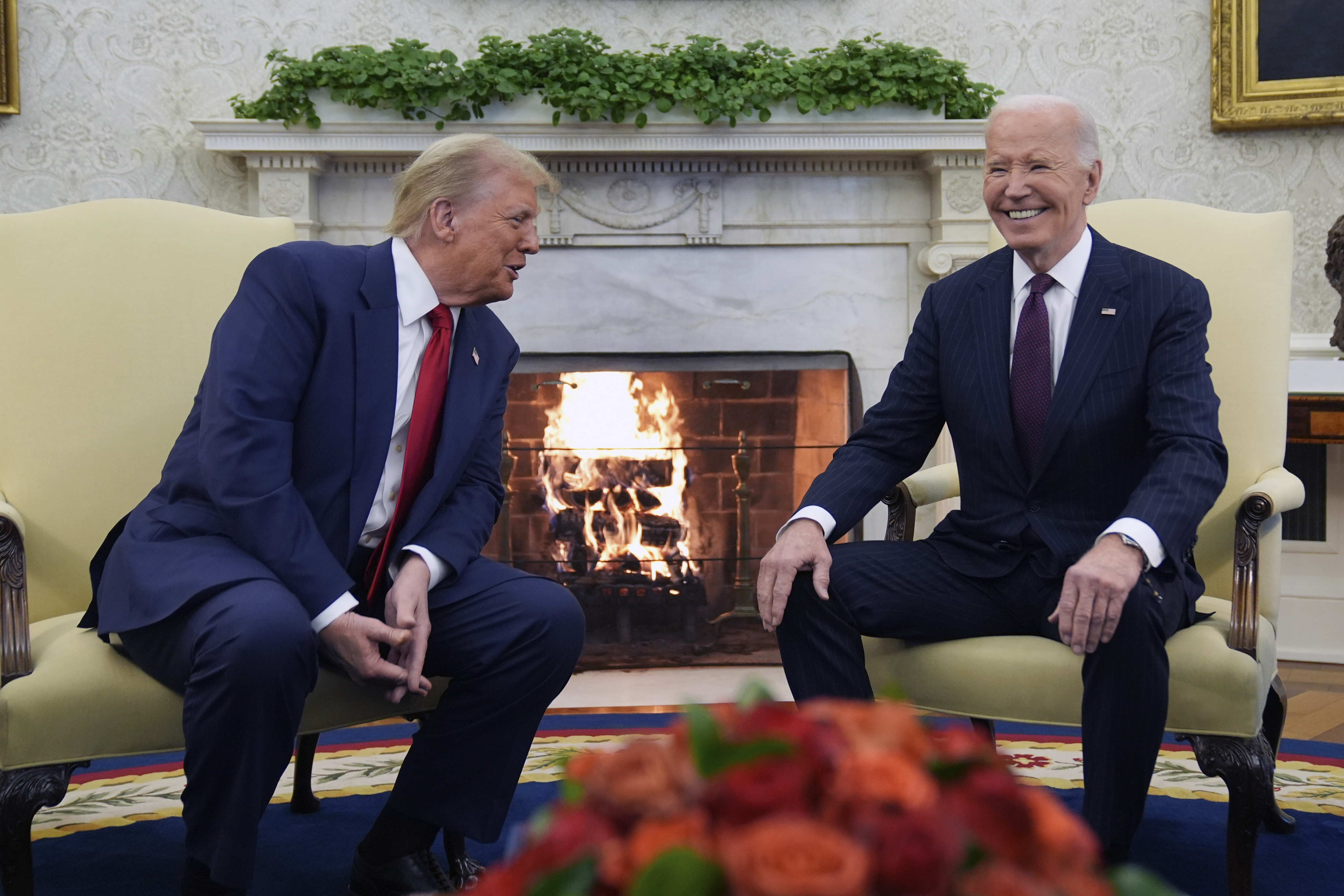 President Joe Biden meets with President-elect Donald Trump in the Oval Office of the White House, Wednesday, Nov. 13, 2024, in Washington. (AP Photo/Evan Vucci)