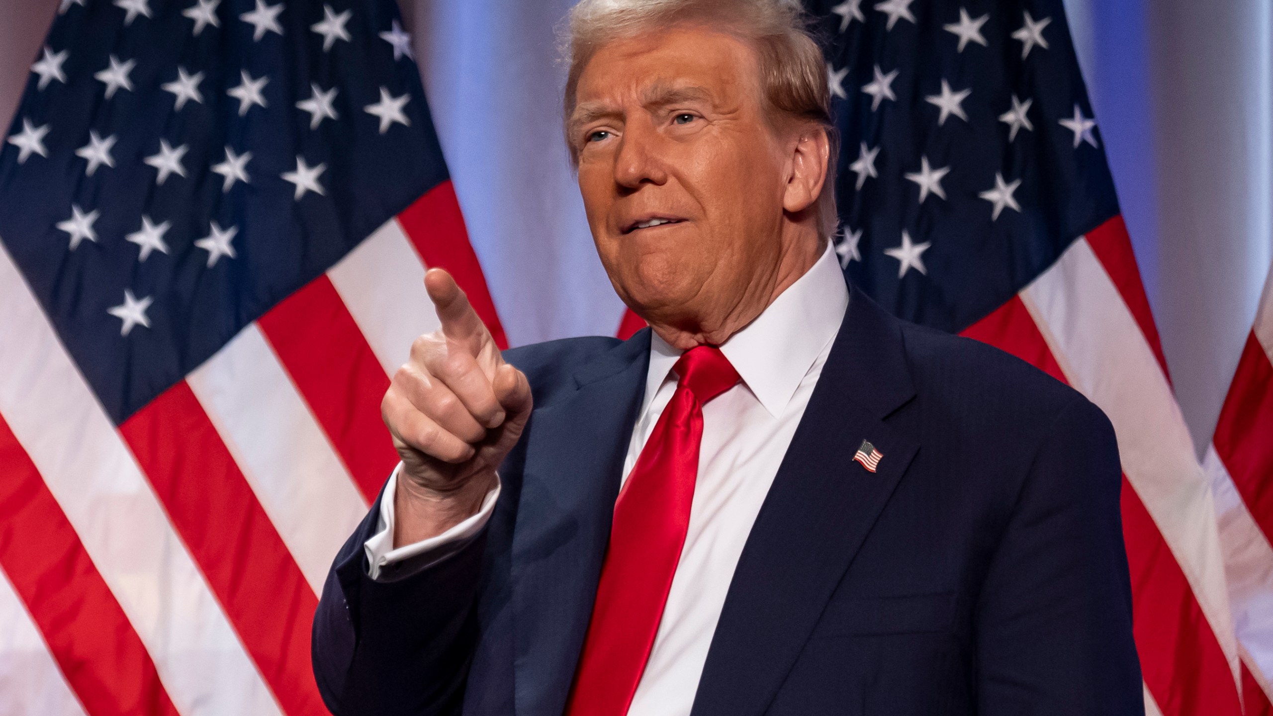 President-elect Donald Trump arrives to speak at a meeting of the House GOP conference, Wednesday, Nov. 13, 2024, in Washington. (AP Photo/Alex Brandon)