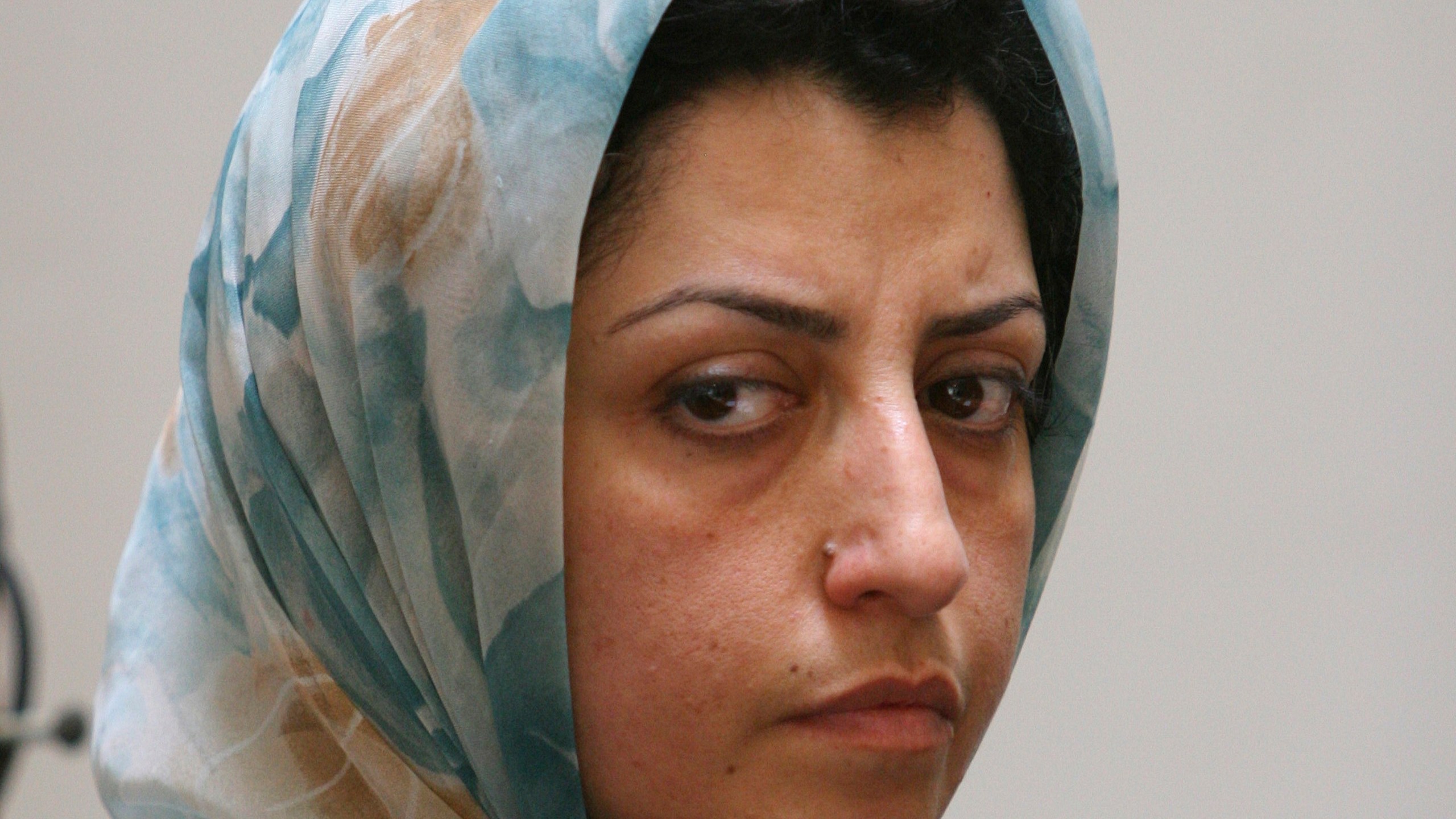 FILE - Prominent Iranian human rights activist Narges Mohammadi attends a meeting on women's rights in Tehran, Iran, on Aug. 27, 2007. (AP Photo/Vahid Salemi, File)