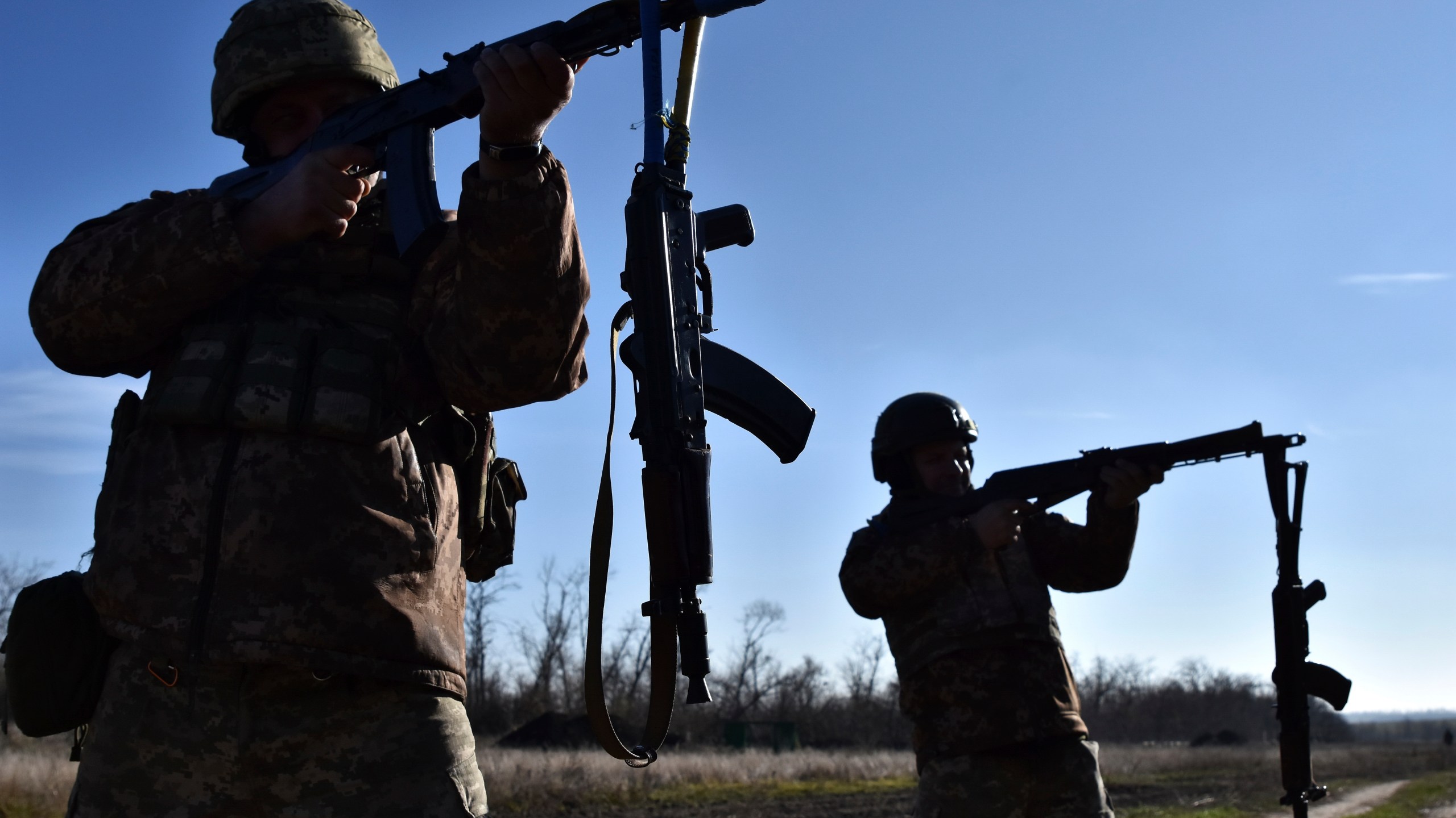 In this photo provided by the Ukraine's 65th Mechanised Brigade press service on Nov. 19, 2024, Ukrainian soldiers attend a training at a polygon in Zaporizhzhia region, Ukraine. (Andriy Andriyenko/Ukraine's 65th Mechanised Brigade via AP)