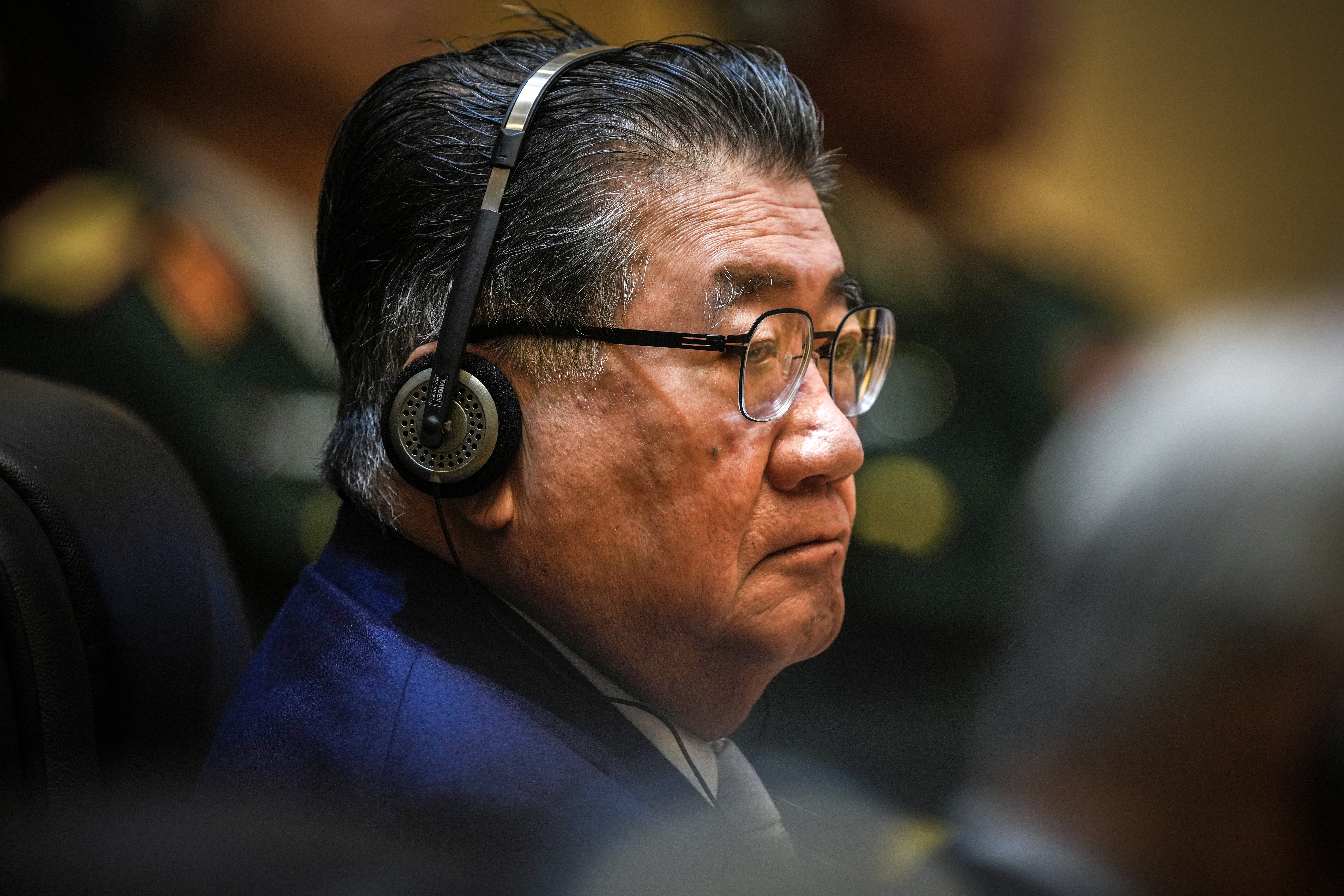 Thai Defence Minister Phumtham Wechayachai listens during the ASEAN Defence Ministers' informal Meeting in Vientiane, Laos, Wednesday, Nov. 20, 2024. (AP Photo/Anupam Nath)