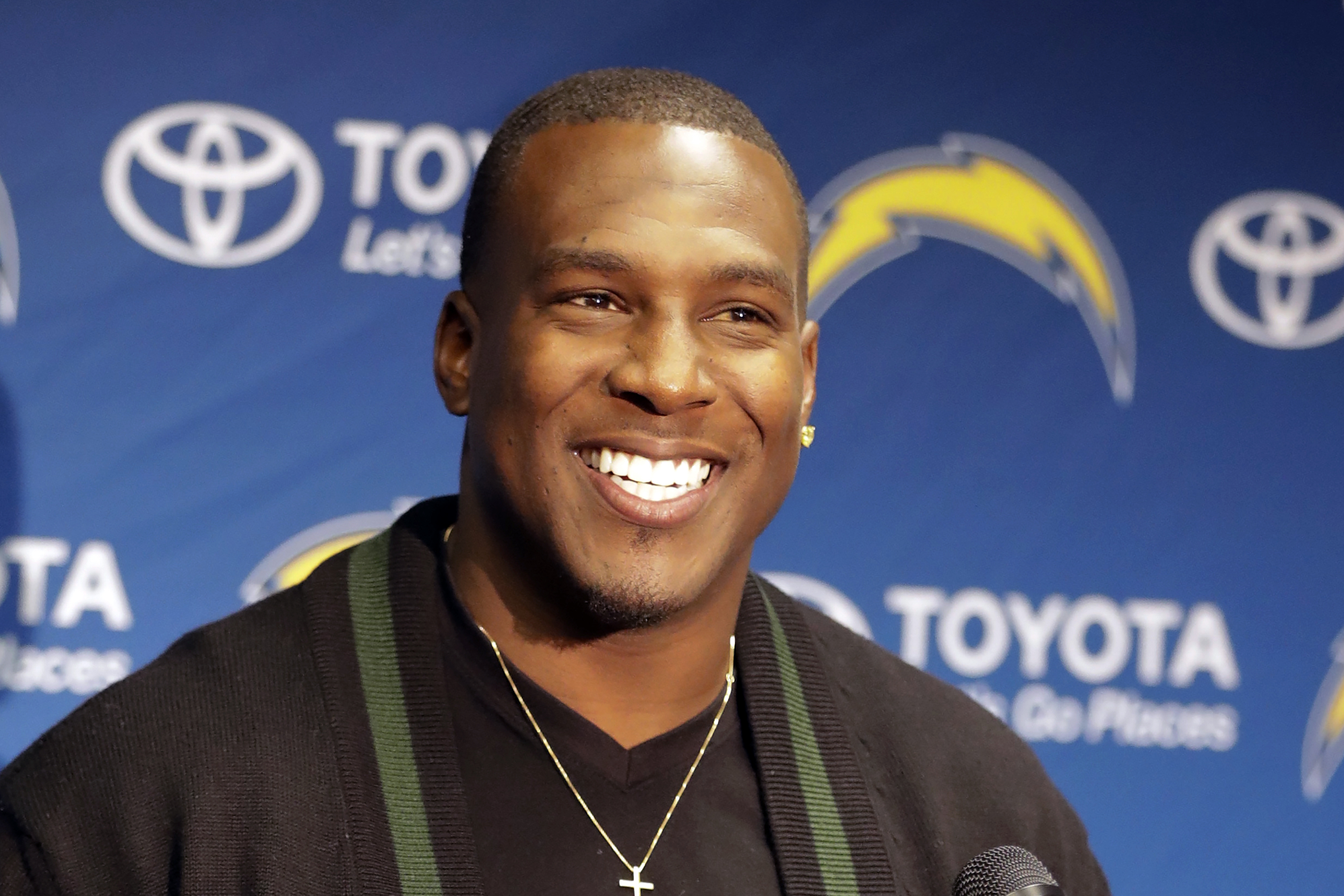 FILE - San Diego Chargers tight end Antonio Gates speaks after an NFL football game against the Kansas City Chiefs, Jan. 1, 2017, in San Diego. (AP Photo/Alex Gallardo, File)