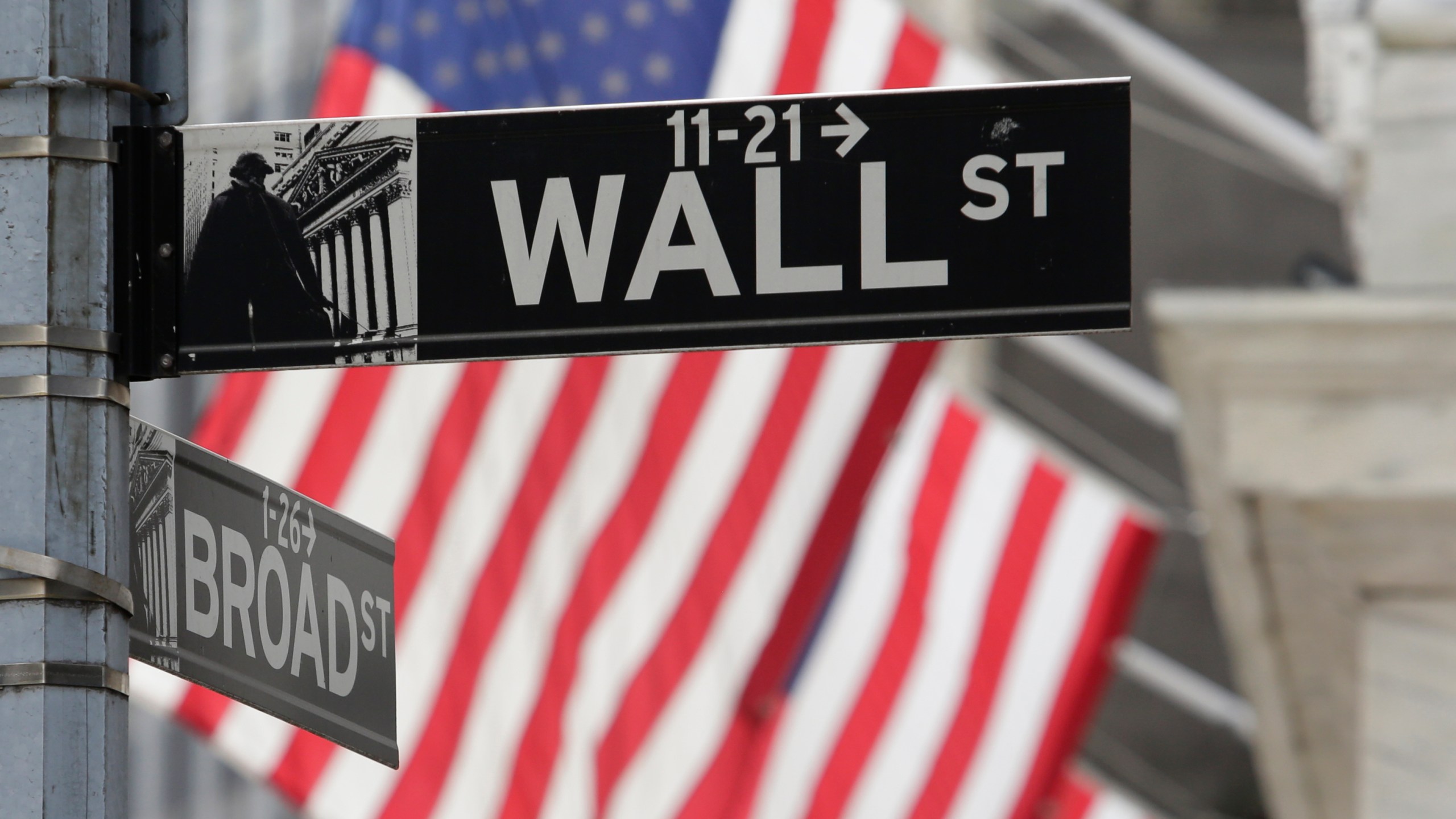 FILE - Signs marking the intersection of Broad and Walls streets appear near the New York Stock Exchange, Oct. 1, 2024, in New York. (AP Photo/Peter Morgan, File)