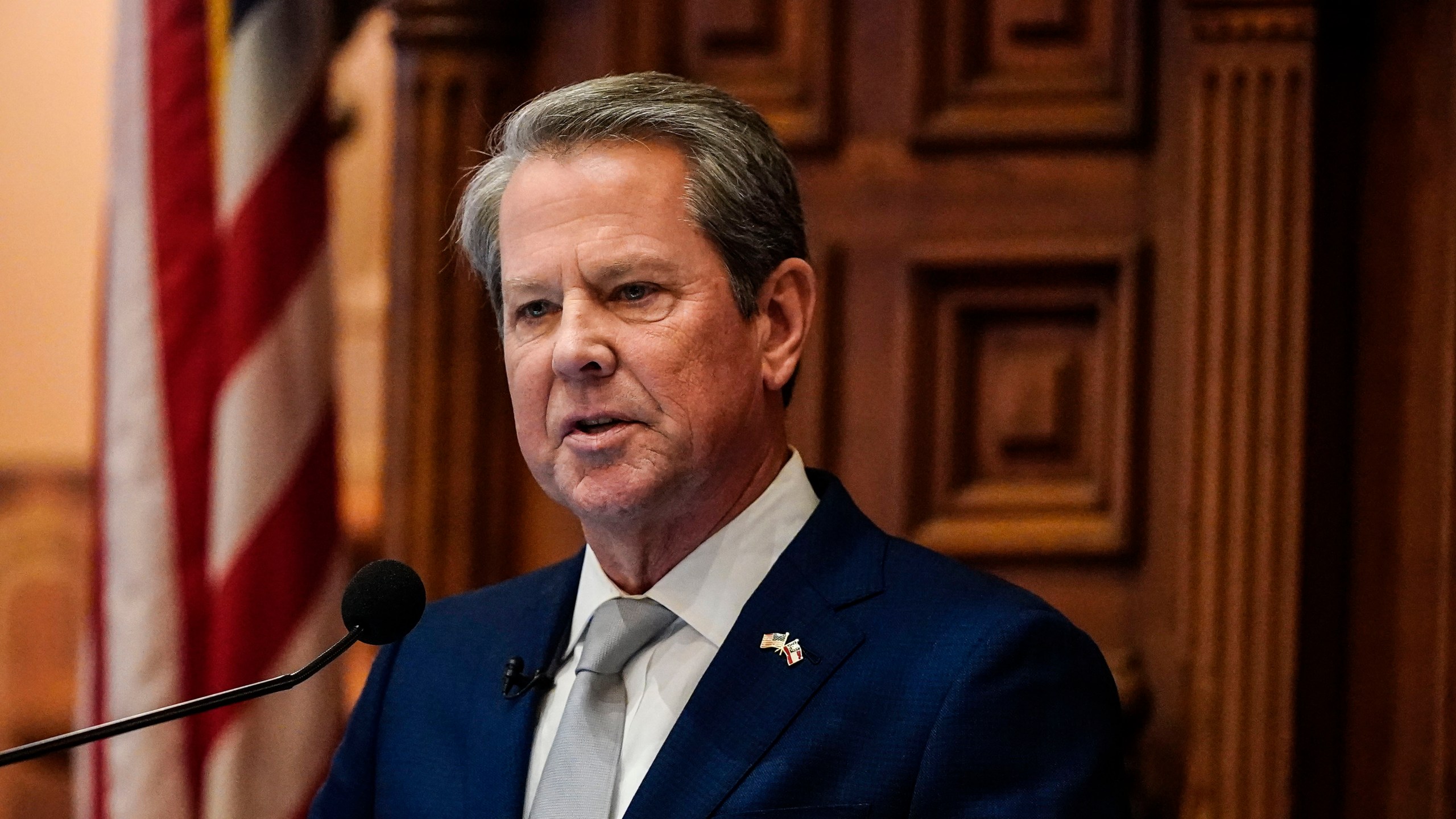 FILE - Georgia Gov. Brian Kemp delivers the State of the State speech, Jan. 11, 2024, in Atlanta. (AP Photo/Brynn Anderson, File)