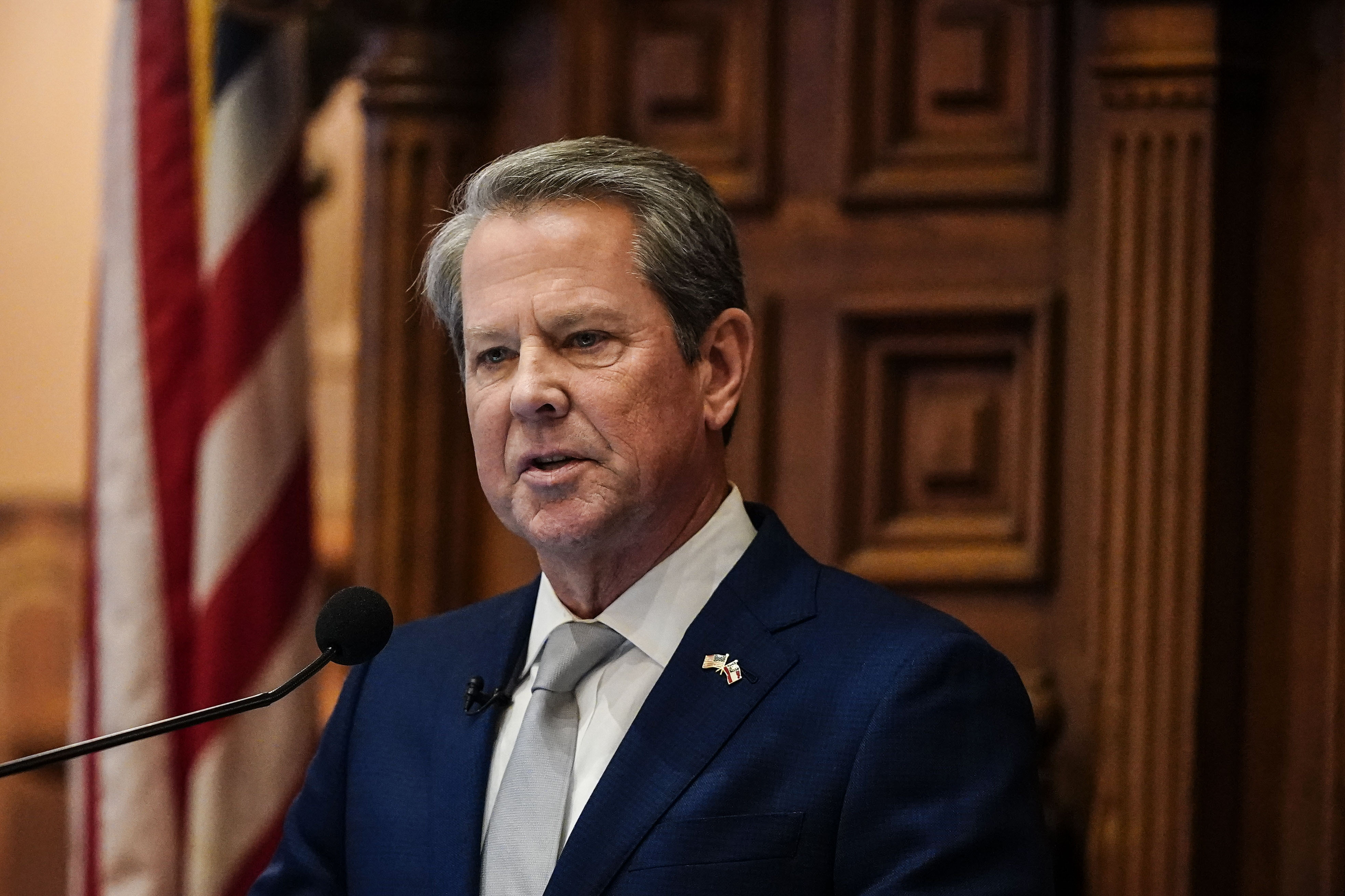 FILE - Georgia Gov. Brian Kemp delivers the State of the State speech, Jan. 11, 2024, in Atlanta. (AP Photo/Brynn Anderson, File)