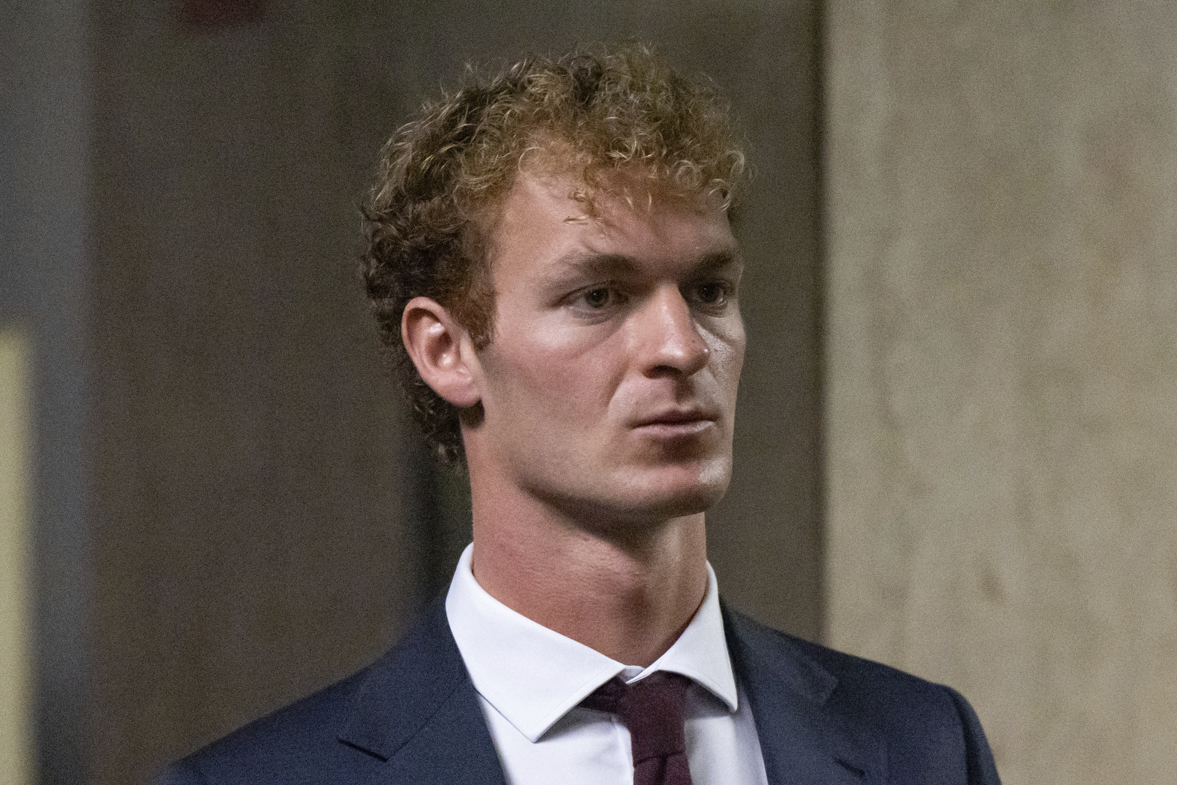 Daniel Penny leaves the courtroom for a lunch break in New York, Monday, Nov. 18, 2024. (AP Photo/Yuki Iwamura)