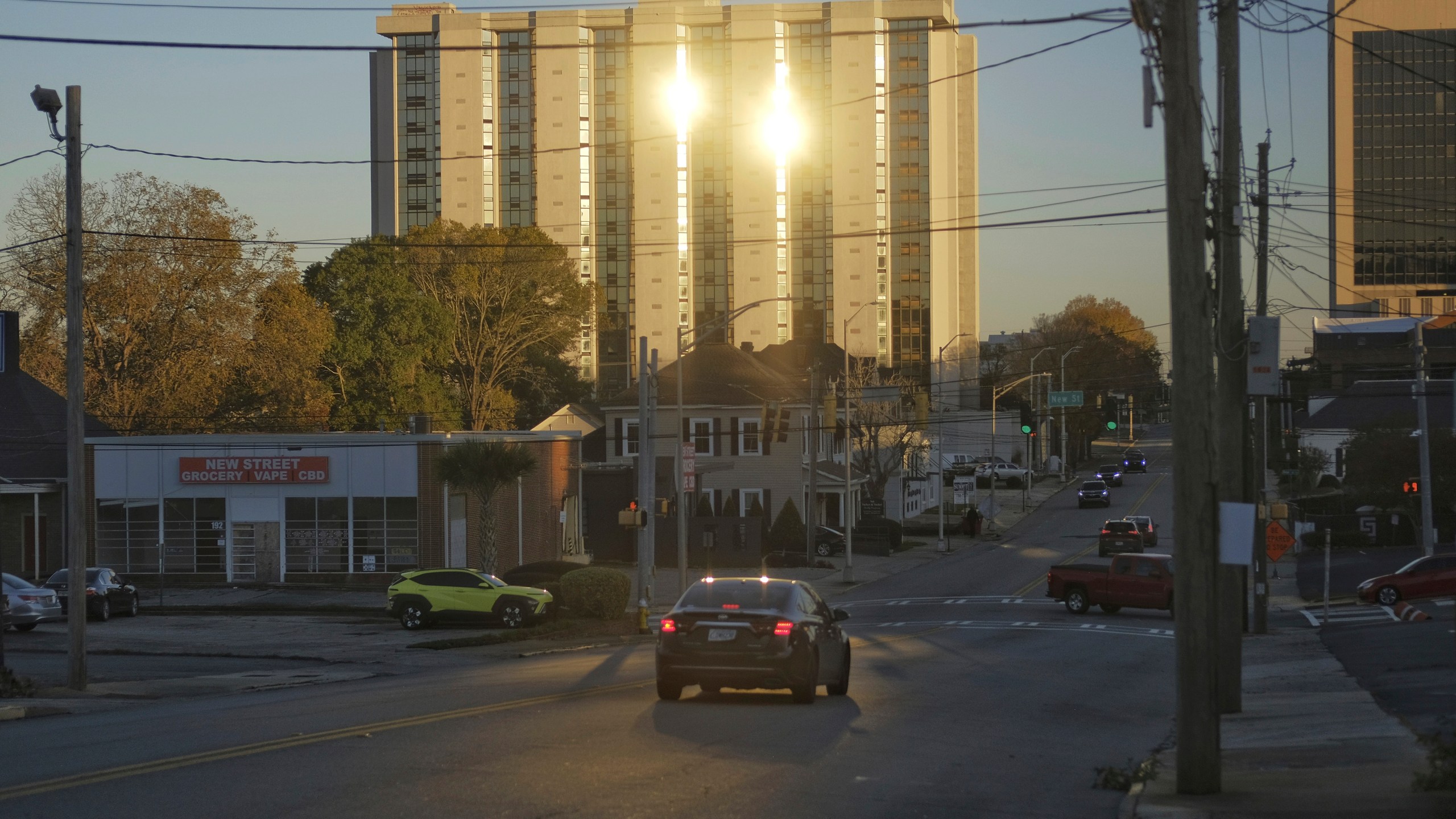 The former Ramada Plaza hotel, slated for implosion as part of New Year's Eve festivities on Dec. 31, 2024, is seen on Wednesday, Nov. 20, 2024, in Macon, Ga. (Grant Blankenship/Georgia Public Broadcasting via AP)