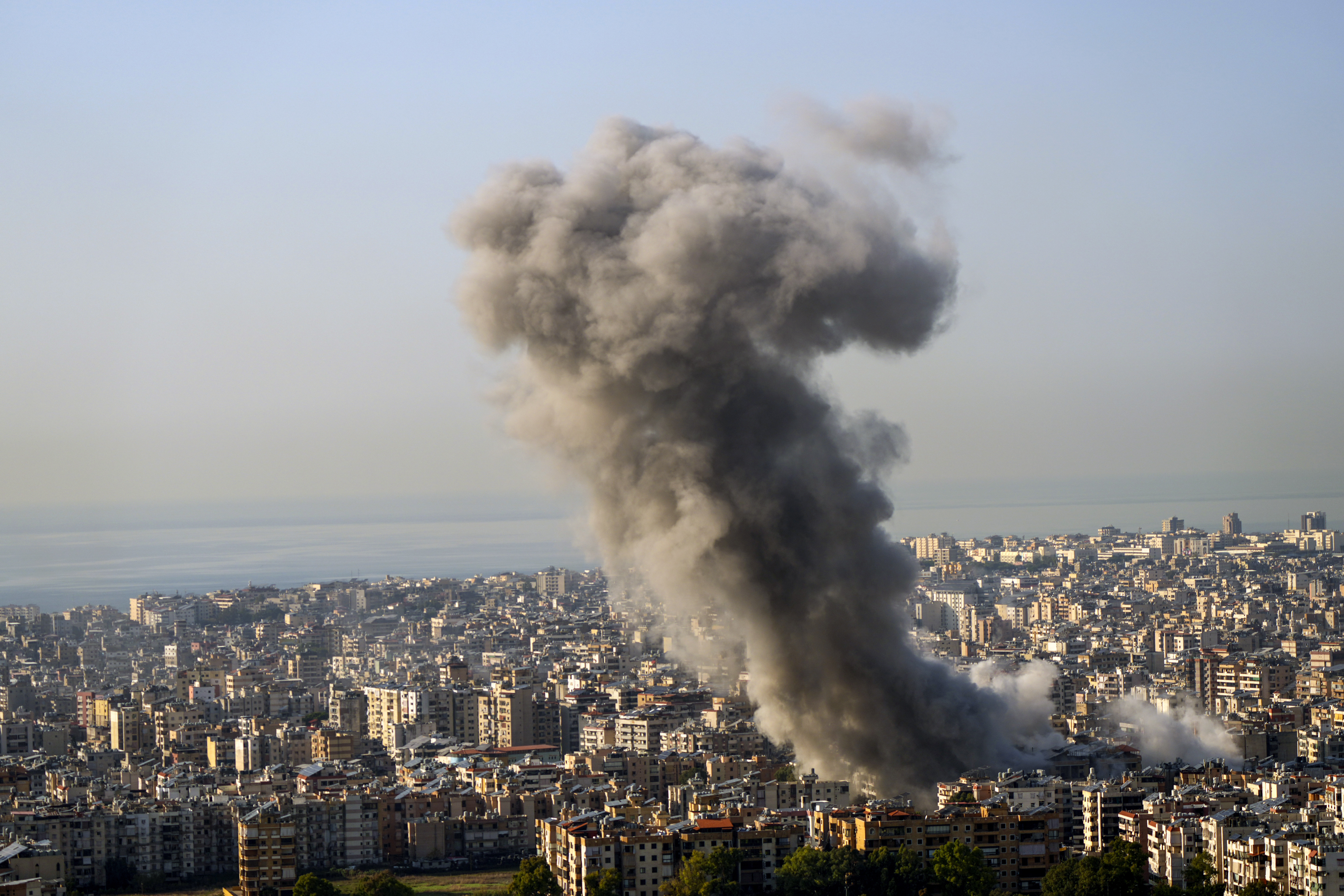 Smoke rises after an Israeli airstrike on Dahiyeh, in the southern suburb of Beirut, Lebanon, Saturday, Nov. 23, 2024. (AP Photo/Hassan Ammar)