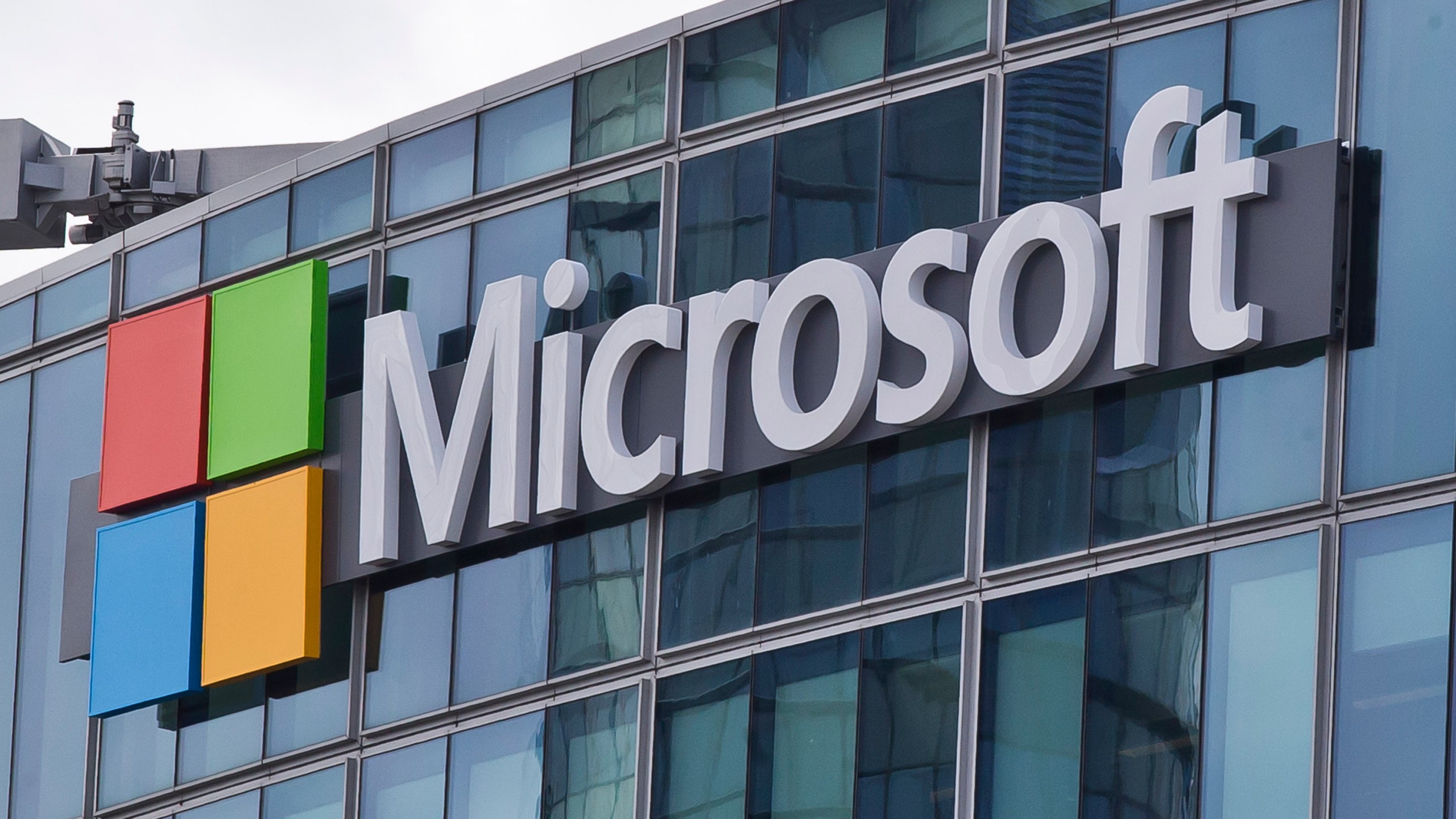 FILE - This April 12, 2016 file photo shows the Microsoft logo in Issy-les-Moulineaux, outside Paris. (AP Photo/Michel Euler, File)