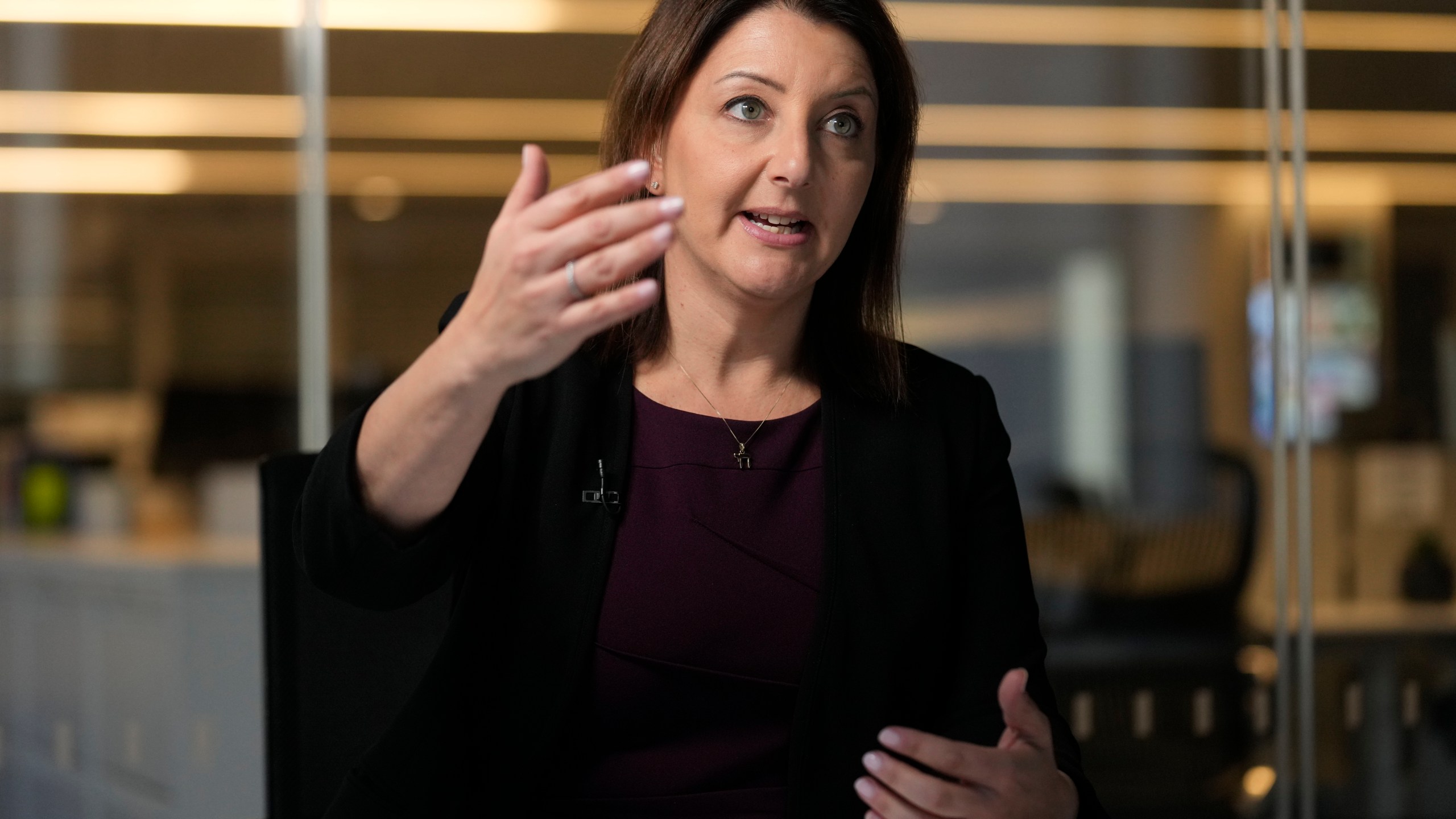 CDC director Dr. Mandy Cohen speaks during an interview with The Associated Press in New York, Monday, Nov. 25, 2024. (AP Photo/Seth Wenig)