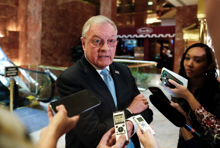 FILE - Ret. Lt. Gen. Keith Kellogg speaks to reporters at Trump Tower, Nov. 15, 2016, in New York. (AP Photo/Carolyn Kaster, File)