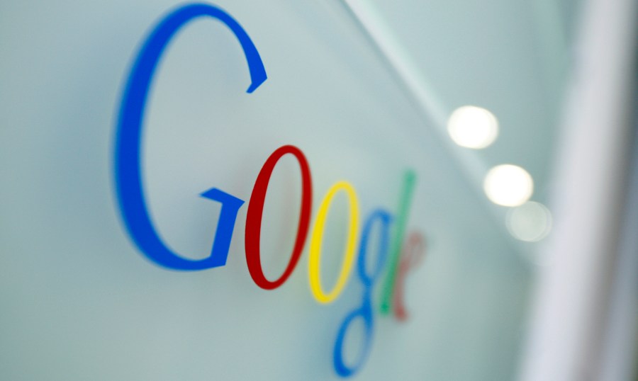 FILE - The Google logo is seen at the Google headquarters in Brussels, March 23, 2010. (AP Photo/Virginia Mayo, File)