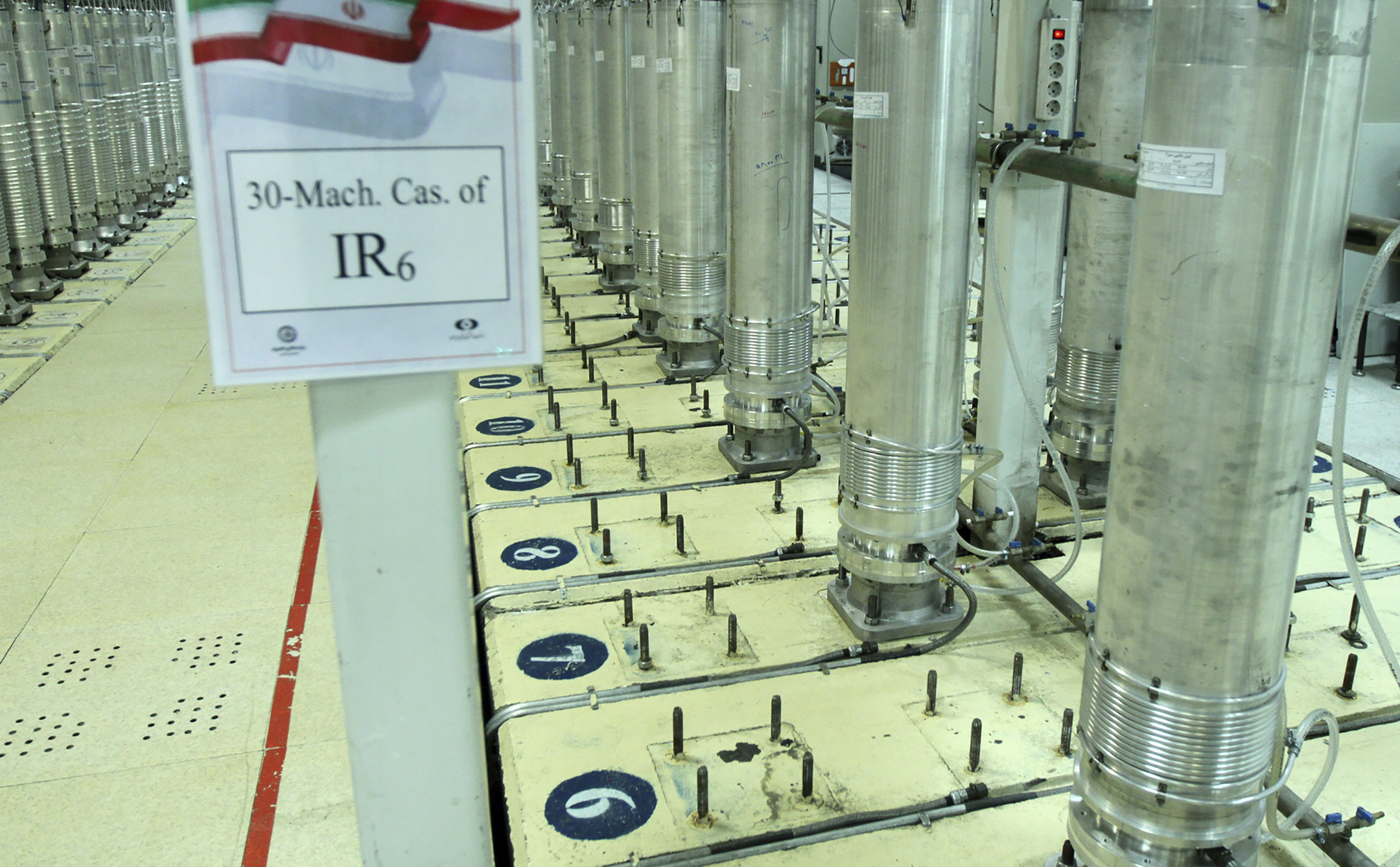 FILE - This photo released on Nov. 5, 2019, by the Atomic Energy Organization of Iran shows centrifuge machines in the Natanz uranium enrichment facility in central Iran. (Atomic Energy Organization of Iran via AP, File)