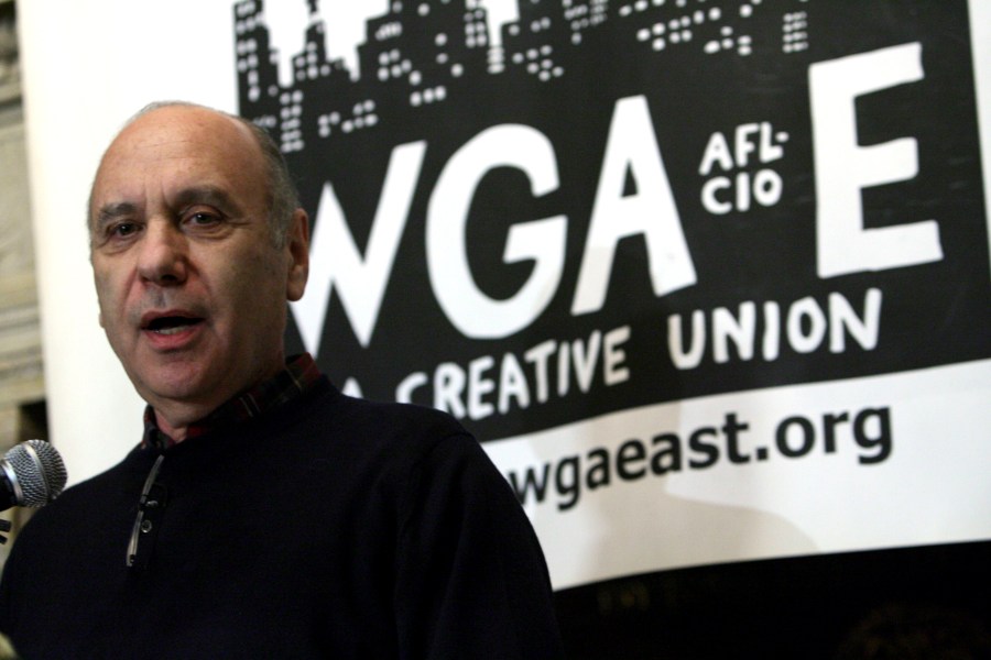 Marshall Brickman speaks to reporters during a news conference Tuesday, Jan. 22, 2008 in New York. (AP Photo/Mary Altaffer)