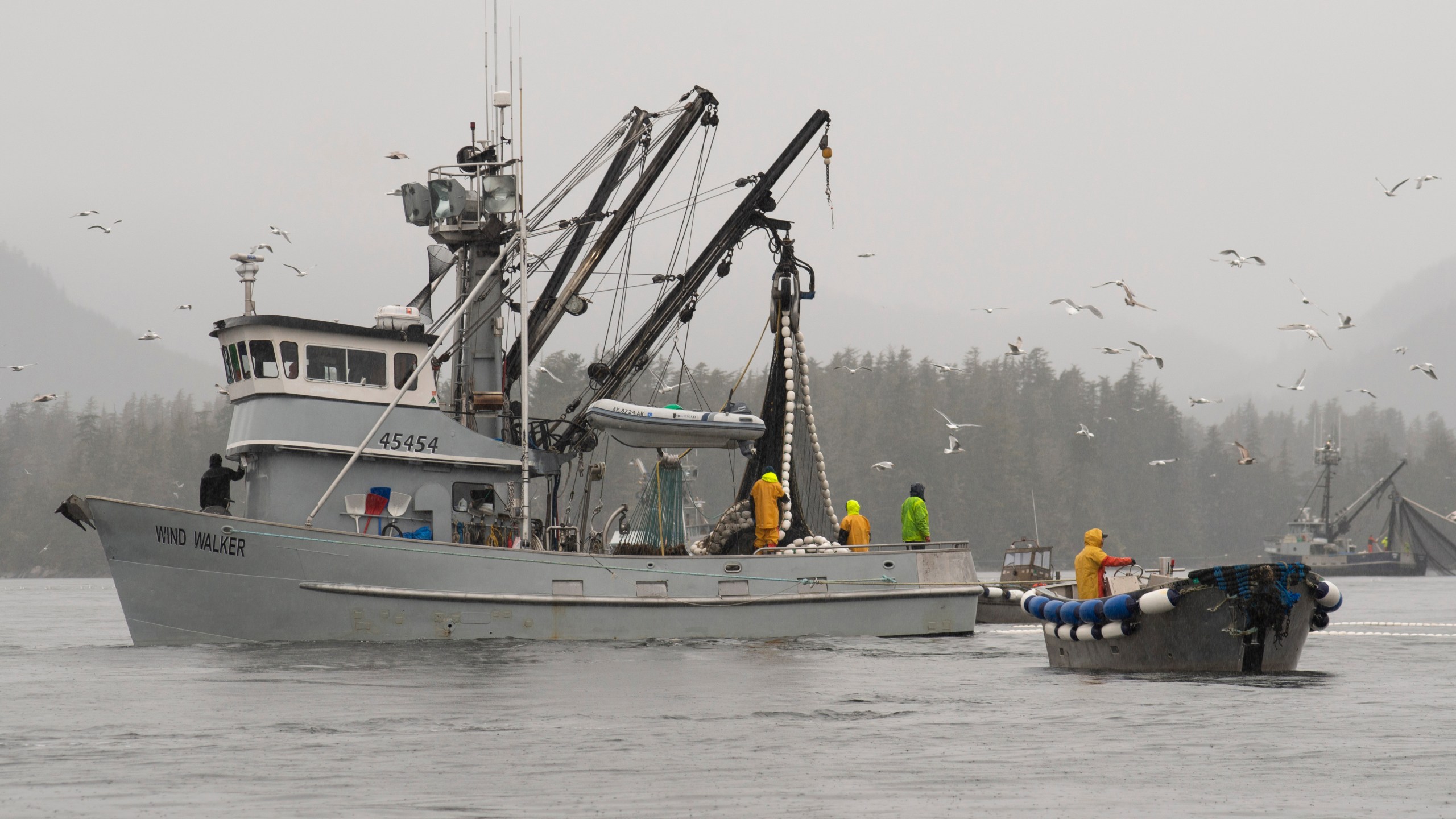 The fishing vessel Wind Walker fishes near Sitka, Alaska, March 29, 2022, during the Sitka Sound sac roe fishery. (James Poulson/The Daily Sitka Sentinel via AP)