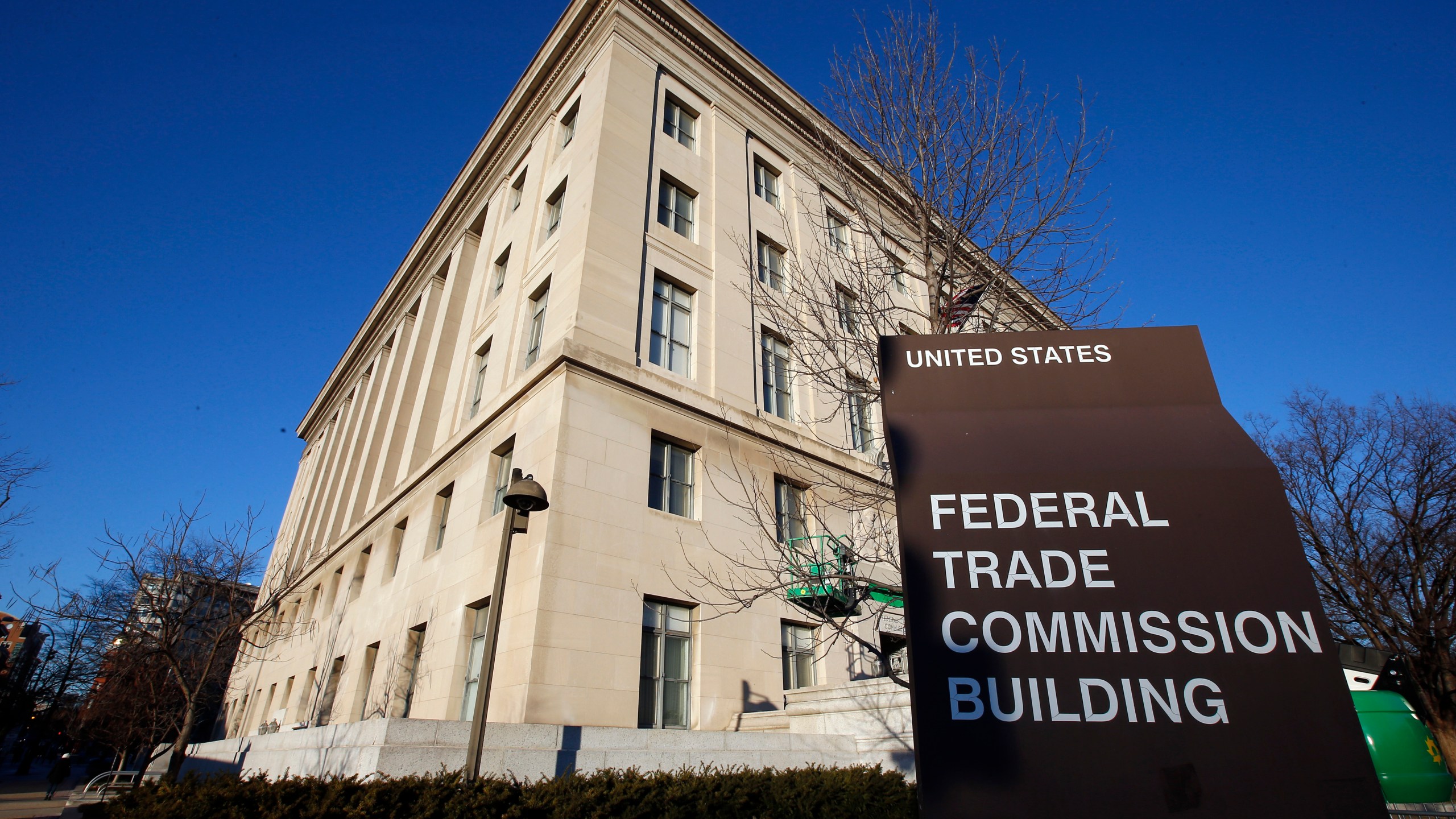 FILE - This Jan. 28, 2015 photo shows the Federal Trade Commission building in Washington. (AP Photo/Alex Brandon, File)