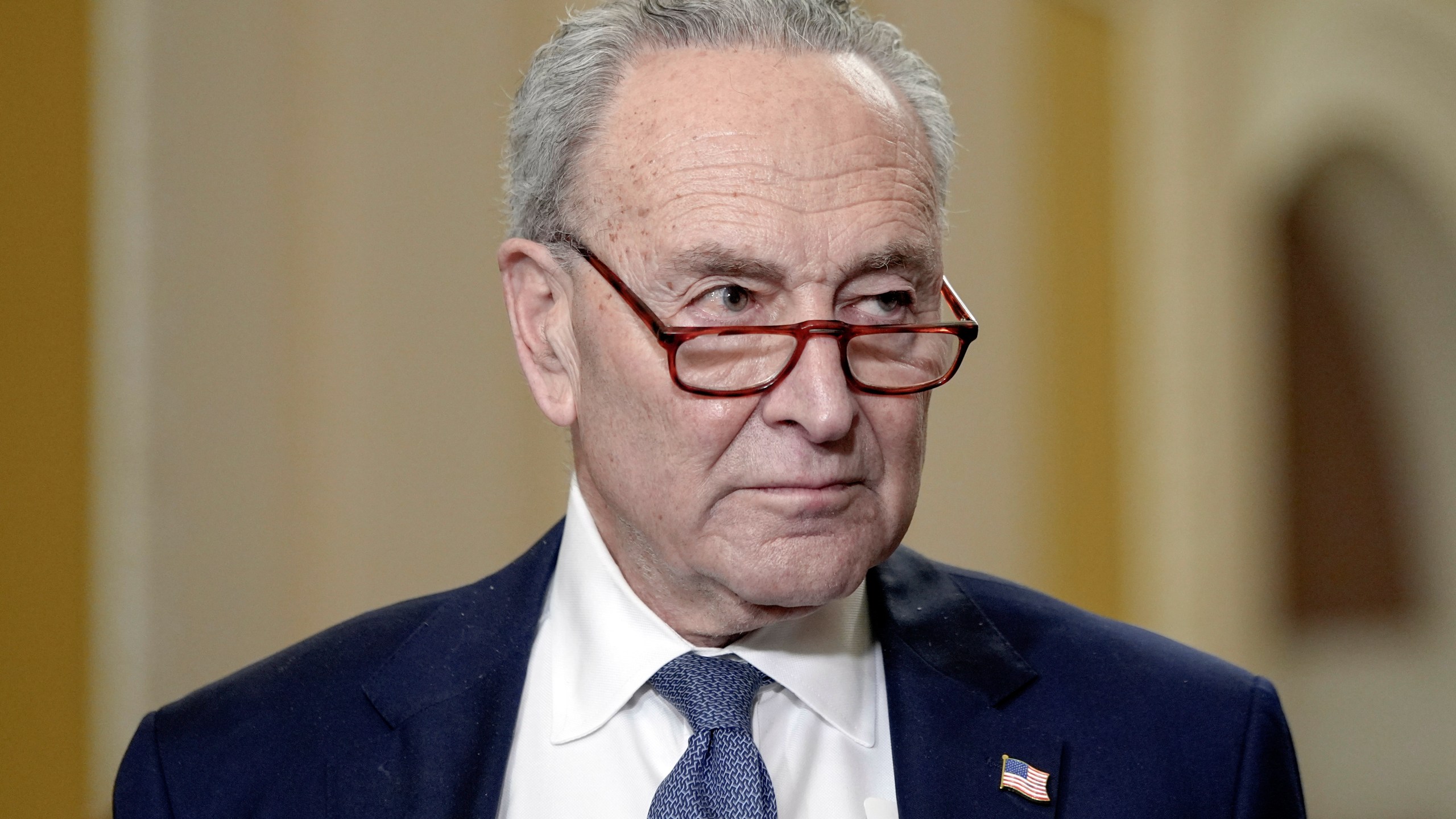 Sen. Majority Leader Chuck Schumer, D-N.Y., listens during a news conference after a policy luncheon on Capitol Hill Tuesday, Dec. 3, 2024, in Washington. (AP Photo/Mariam Zuhaib)