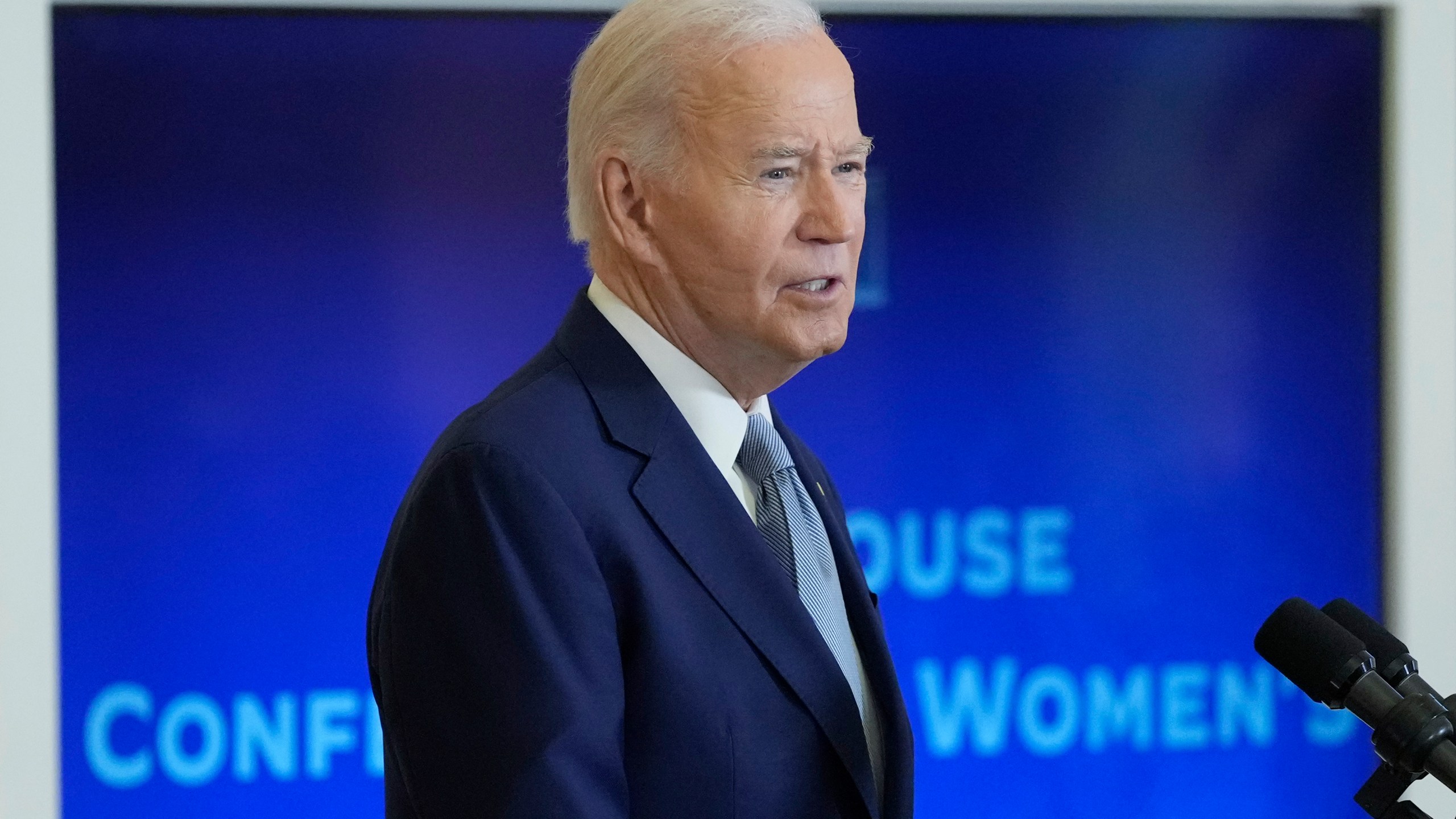 President Joe Biden speaks at the White House Conference on Women's Health Research from the East Room of the White House in Washington, Wednesday, Dec. 11, 2024. (AP Photo/Susan Walsh)