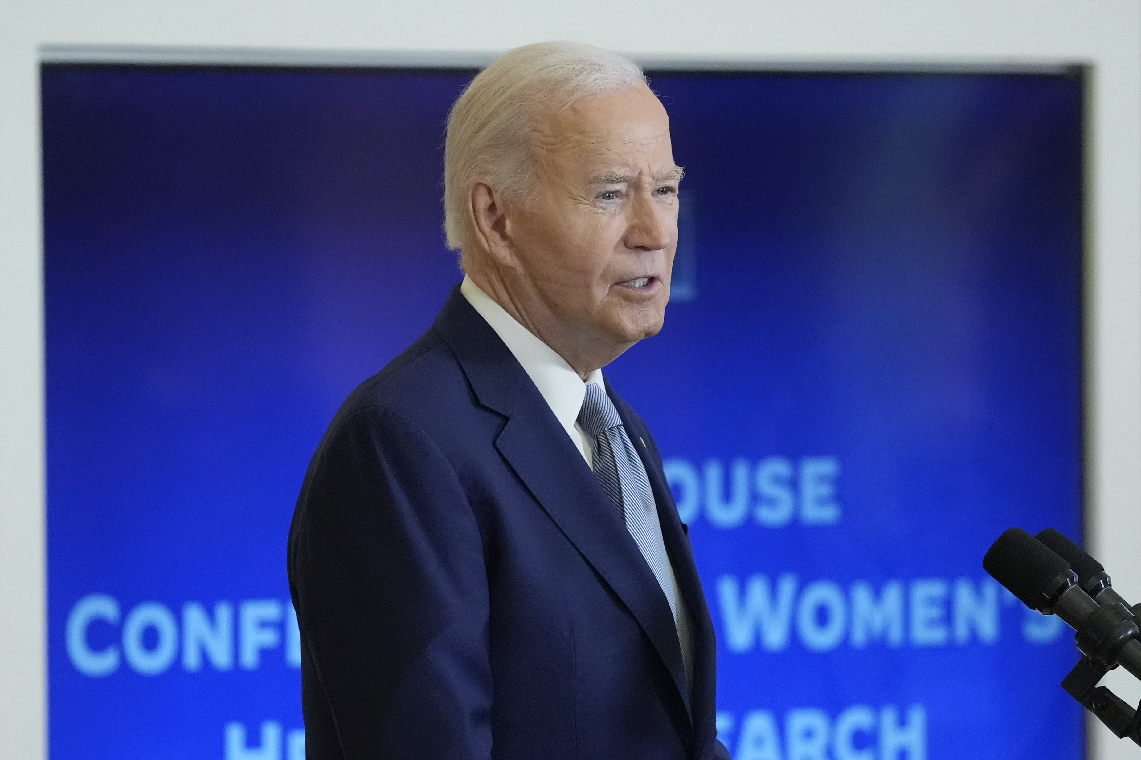 President Joe Biden speaks at the White House Conference on Women's Health Research from the East Room of the White House in Washington, Wednesday, Dec. 11, 2024. (AP Photo/Susan Walsh)