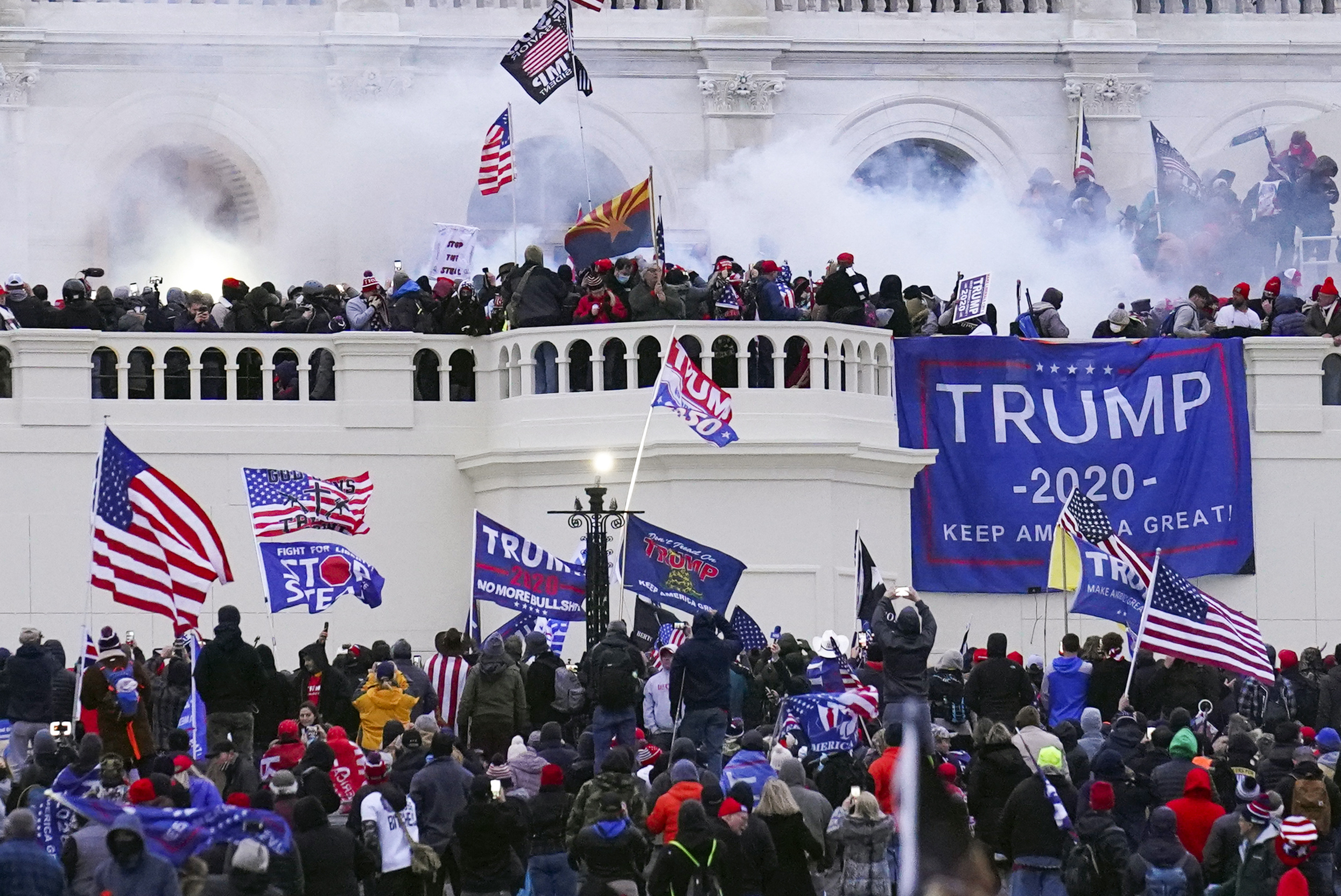 FILE - Rioters storm the West Front of the U.S. Capitol, Jan. 6, 2021, in Washington. (AP Photo/John Minchillo, File)