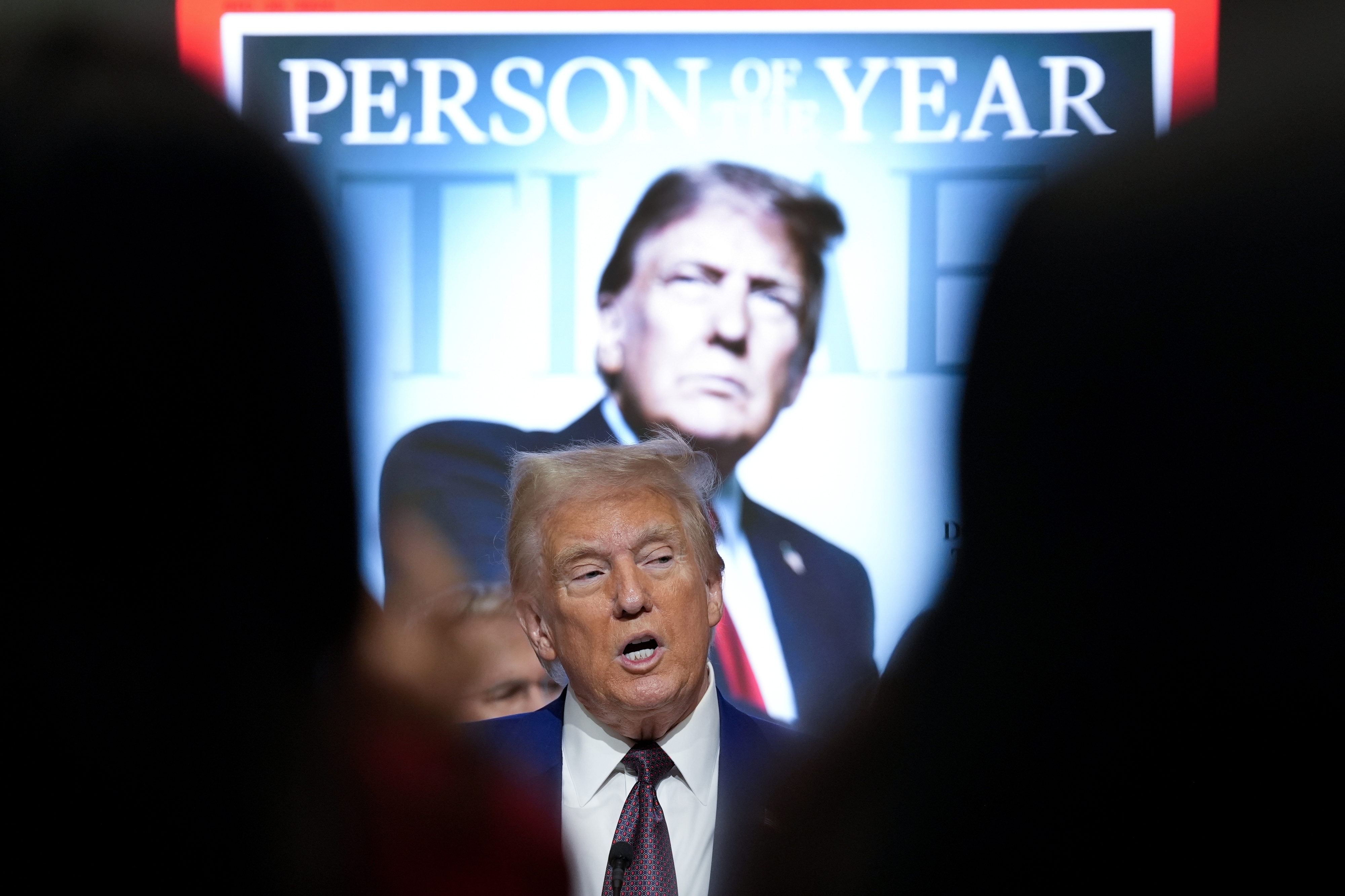 FILE - President-elect Donald Trump speaks during a Time magazine Person of the Year event at the New York Stock Exchange, Thursday, Dec. 12, 2024, in New York. (AP Photo/Alex Brandon, File)