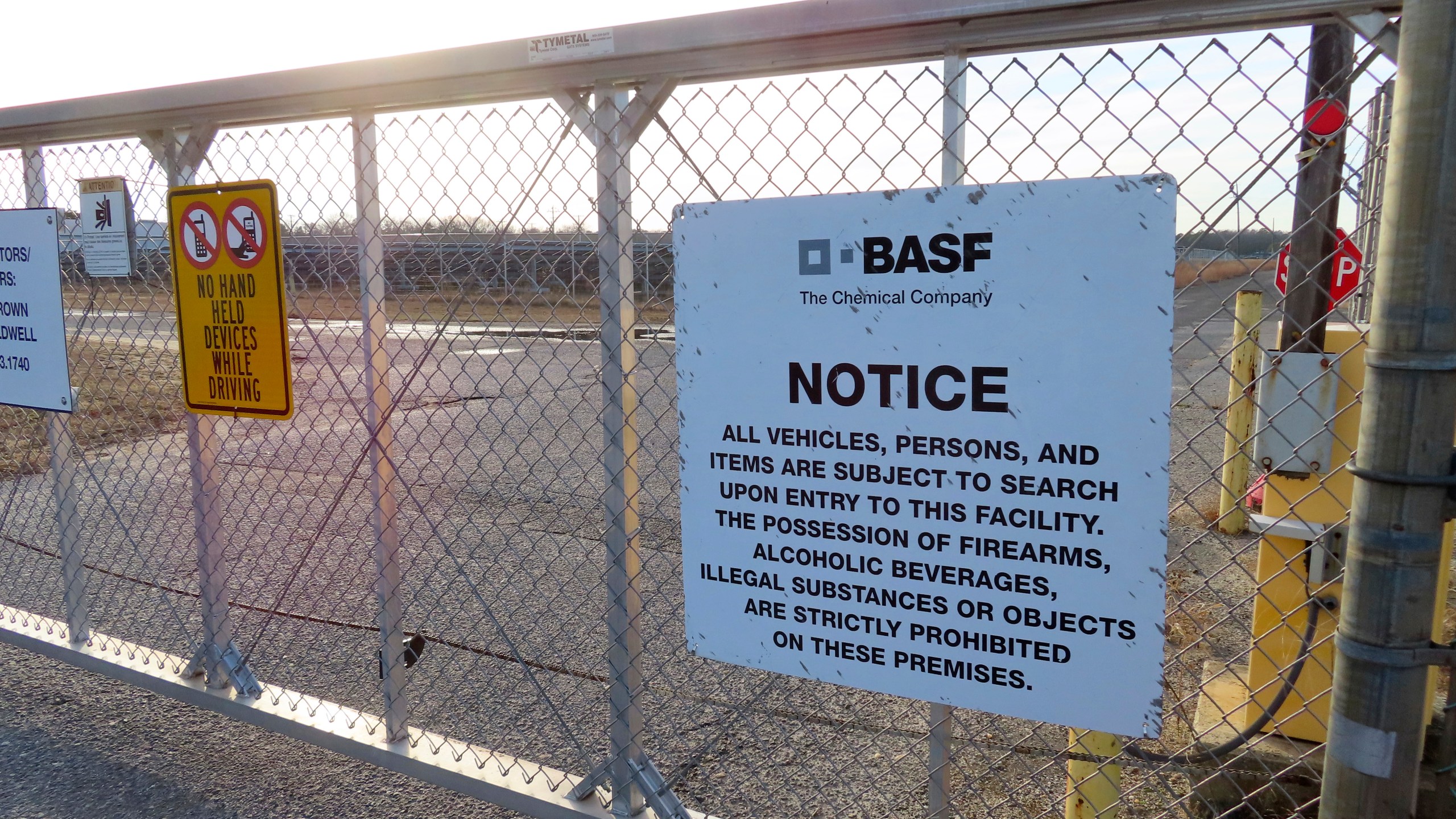 A gate blocks entrance to the former Ciba-Geigy chemical plant Dec. 17, 2024, in Toms River, N.J., one of America's worst toxic waste sites. (AP Photo/Wayne Parry)