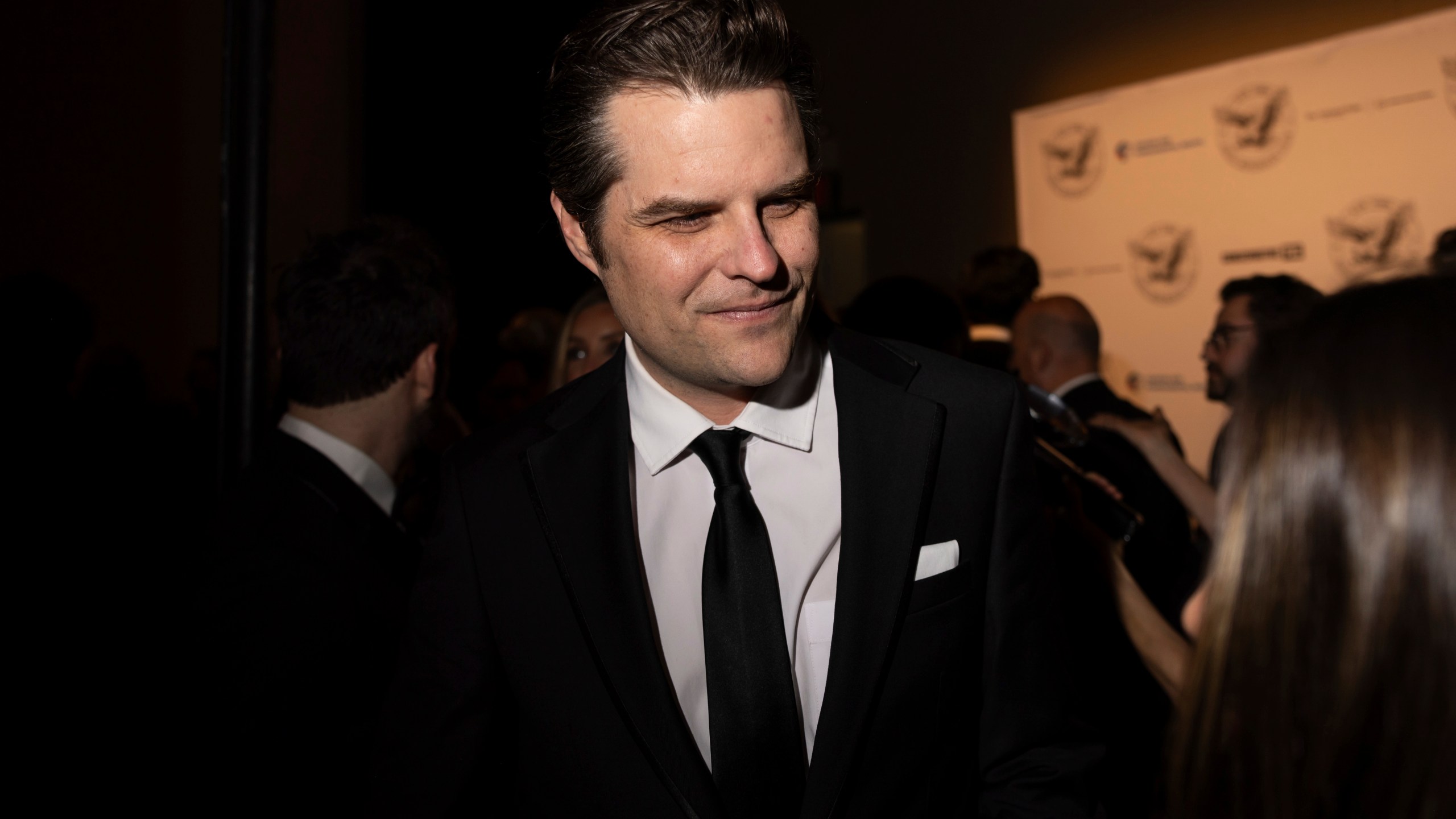 Former Rep. Matt Gaetz, R-Fla., attends the cocktail hour of New York Young Republican Club's annual gala at Cipriani Wall Street, Sunday, Dec. 15, 2024, in New York. (AP Photo/Yuki Iwamura)