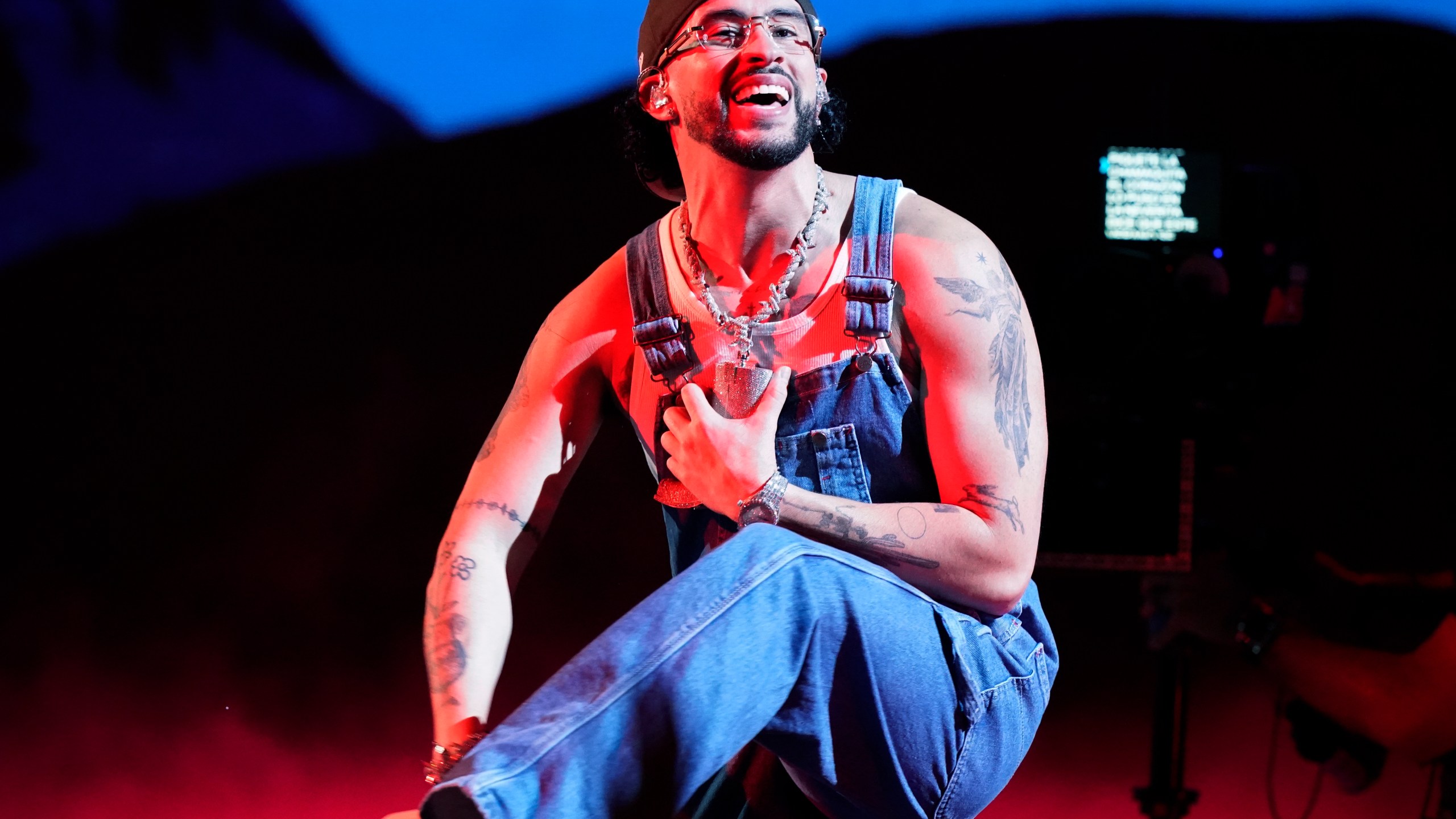 FILE - Bad Bunny performs at the Latin Billboard Awards in Coral Gables, Fla., on Oct. 5, 2023. (AP Photo/Marta Lavandier, File)