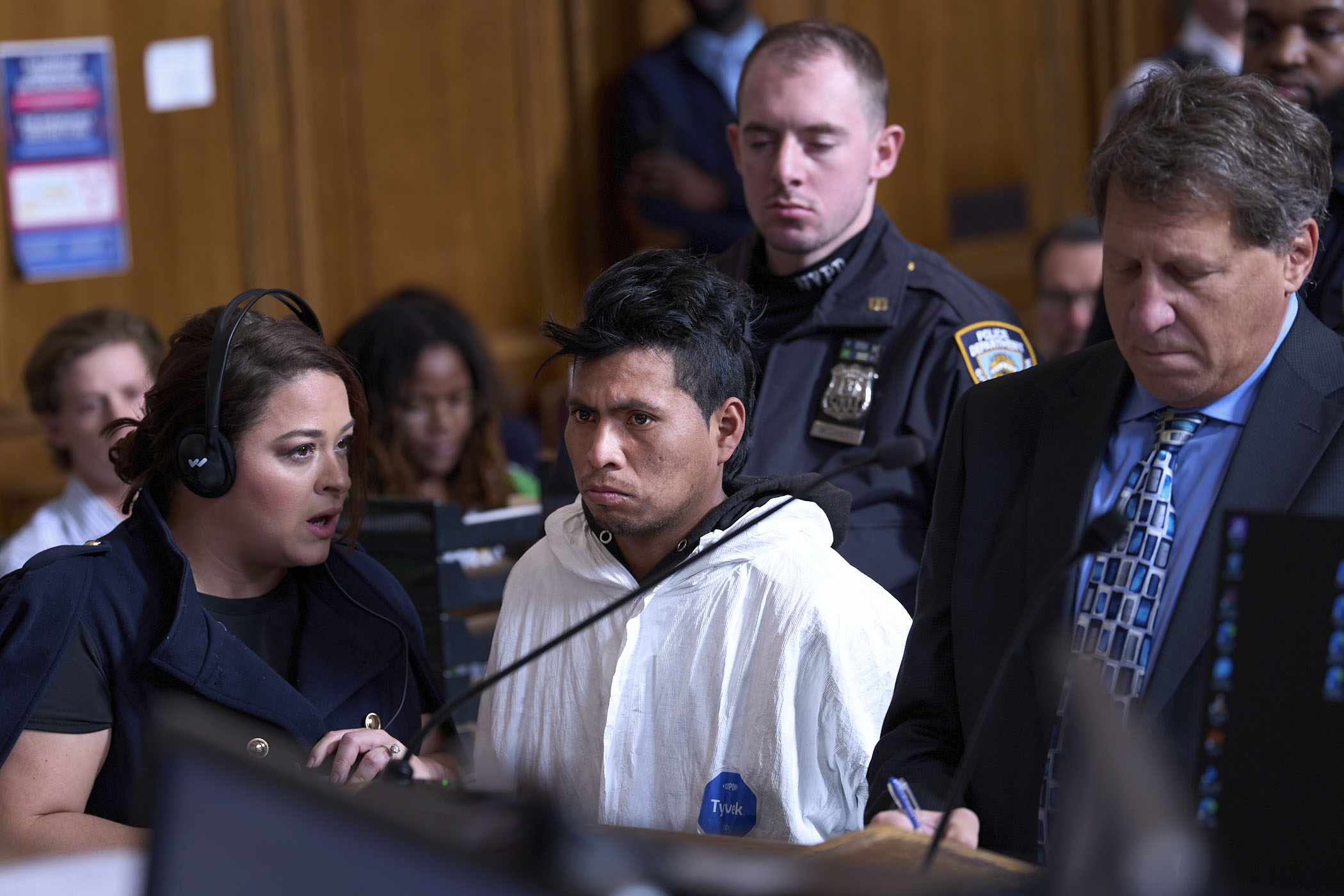 Sebastian Zapeta, accused of setting a woman on fire inside a subway train, appears in court in New York, on Tuesday, Dec. 24, 2024. (Curtis Means/Pool Photo via AP)