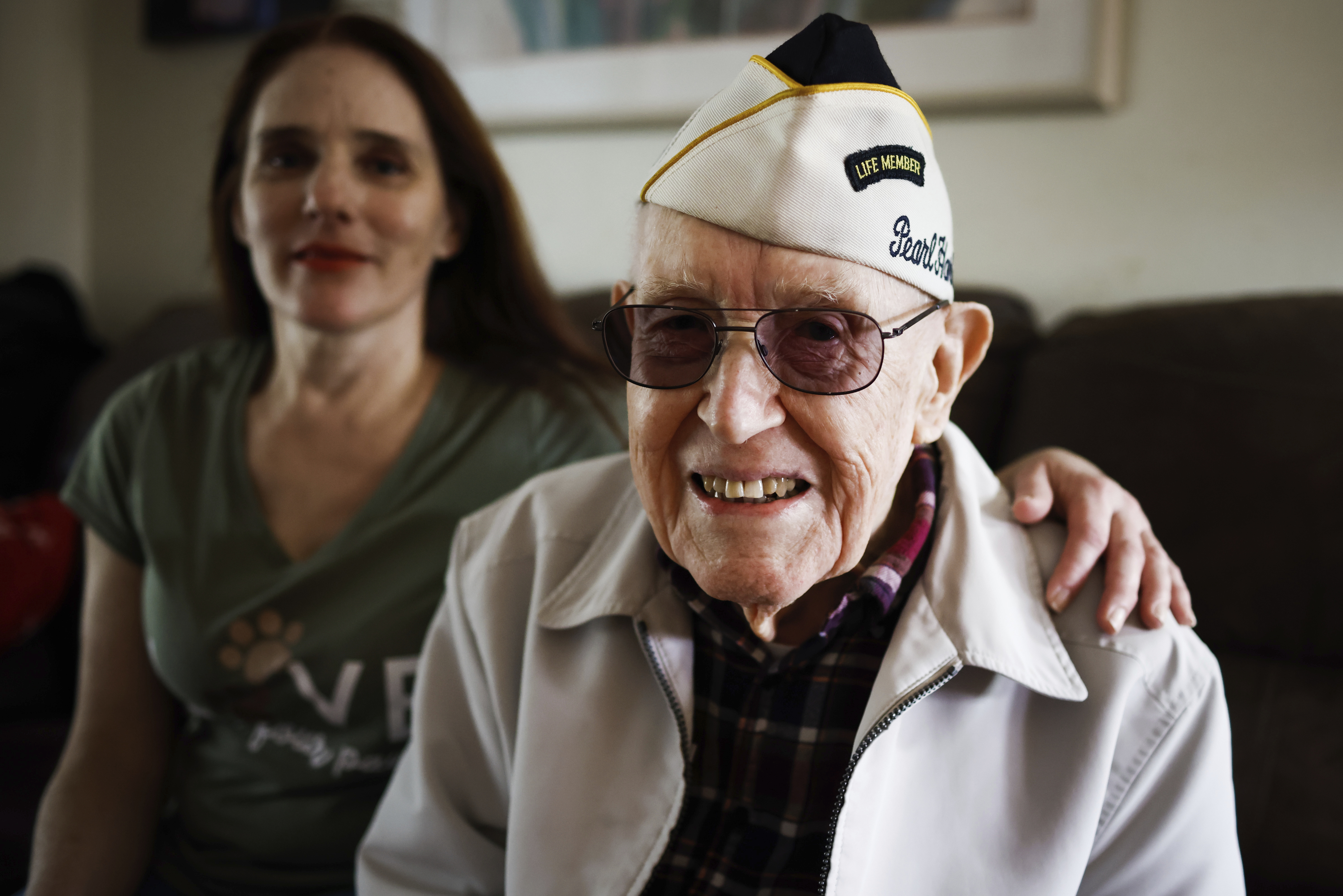 Warren Upton sits for a portrait with his daughter Barbara Upton at his home in San Jose, Calif., on Friday, Nov. 26, 2021. (Shae Hammond/Bay Area News Group via AP)