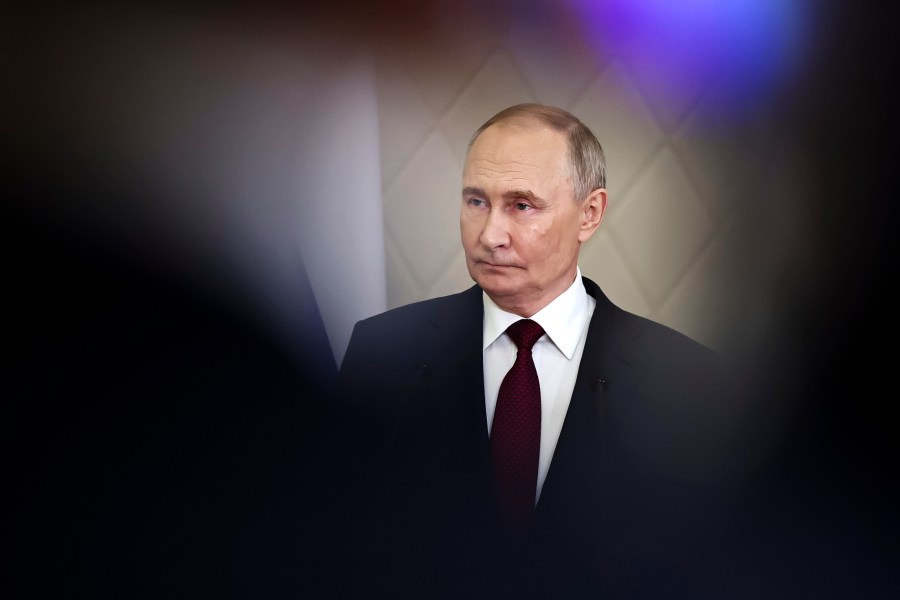 FILE - Russian President Vladimir Putin appears before the media after the summit of the Collective Security Treaty Organization in Astana, Kazakhstan, on Nov. 28, 2024. (Mikhail Tereshchenko, Sputnik, Kremlin Pool Photo via AP, File)