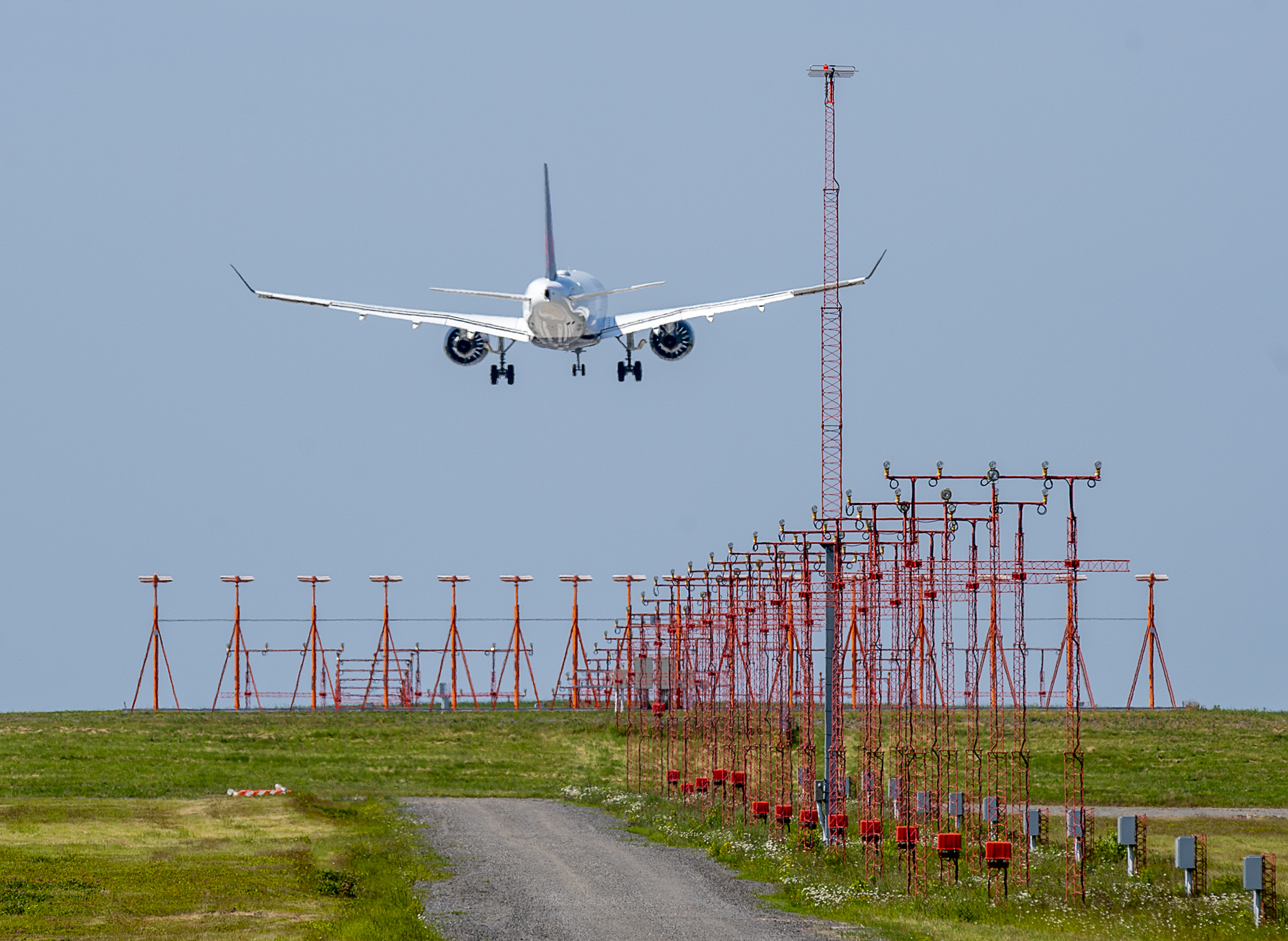 An airliner arrives at Halifax Stanfield International Airport in Enfield, N.S. on Monday, June 28, 2021. (Andrew Vaughan/The Canadian Press via AP)