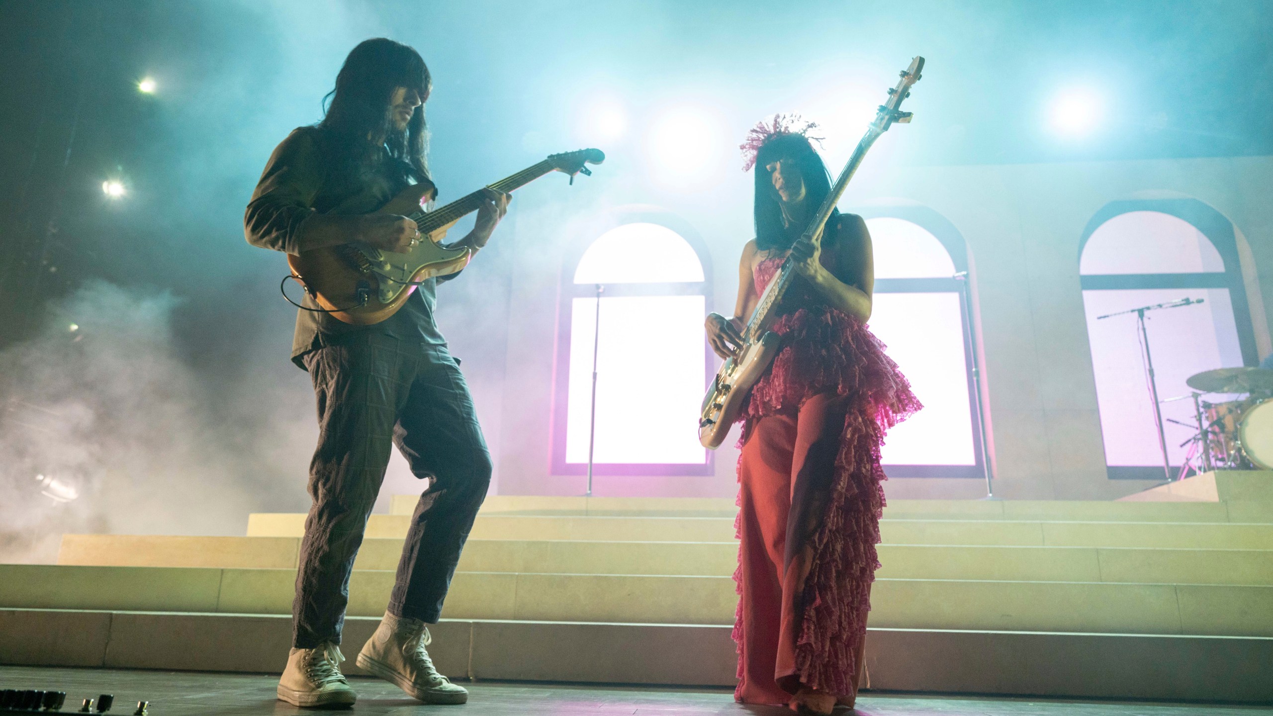 FILE - Mark Speer, left, and Laura Lee Ochoa, of Khruangbin perform on Saturday, Sept. 28, 2024, at The Eastern in Atlanta. (Photo by Paul R. Giunta/Invision/AP, File)