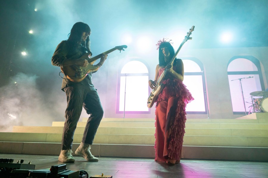 FILE - Mark Speer, left, and Laura Lee Ochoa, of Khruangbin perform on Saturday, Sept. 28, 2024, at The Eastern in Atlanta. (Photo by Paul R. Giunta/Invision/AP, File)