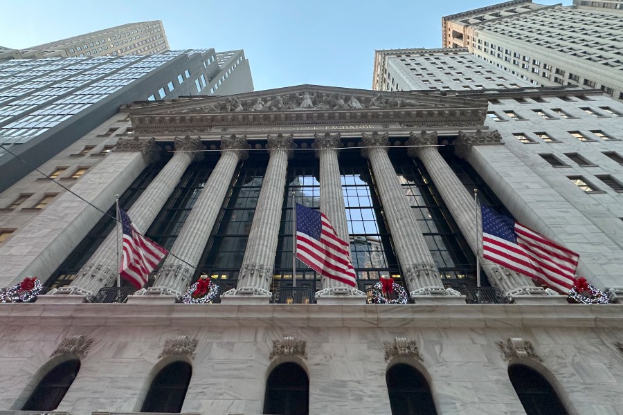 FIL:E - The New York Stock Exchange is shown in New York's Financial District on Dec. 23, 2024. (AP Photo/Peter Morgan, File)