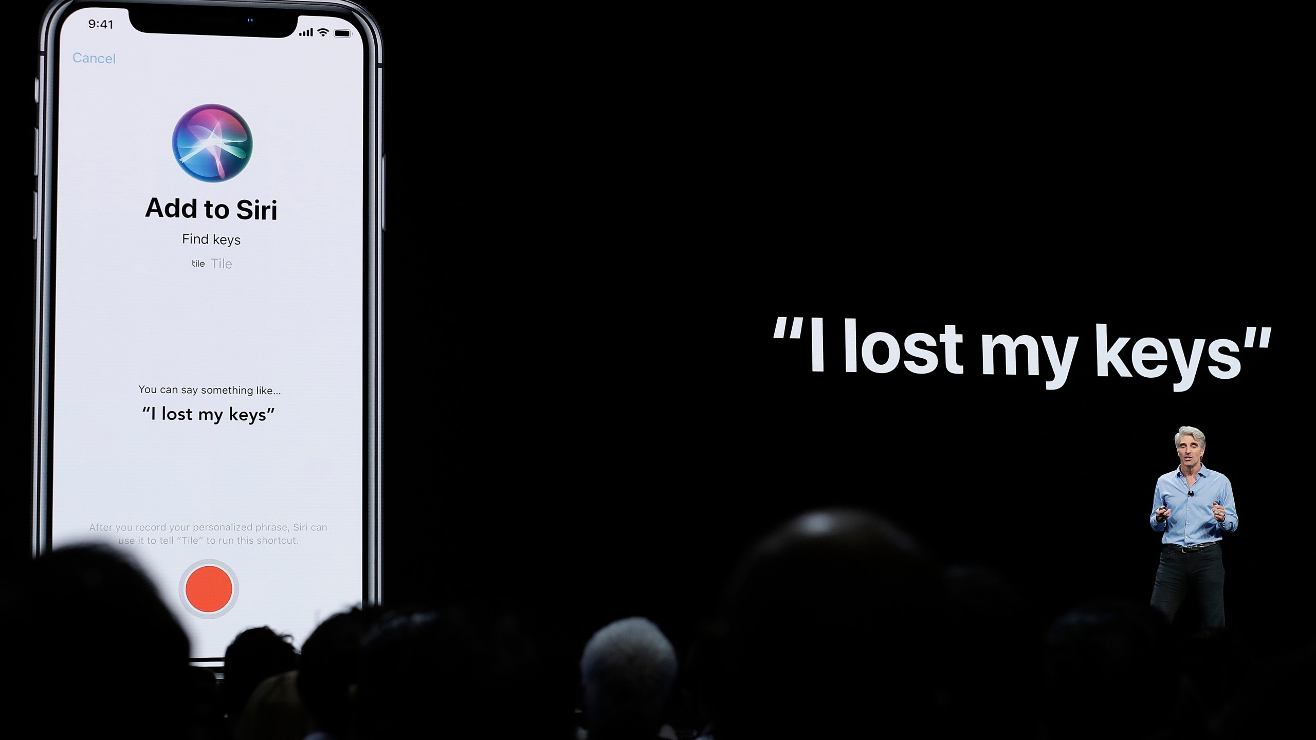 FILE - Craig Federighi, Apple's senior vice president of Software Engineering, speaks about Siri during an announcement of new products at the Apple Worldwide Developers Conference in San Jose, Calif., June 4, 2018. (AP Photo/Marcio Jose Sanchez, File)