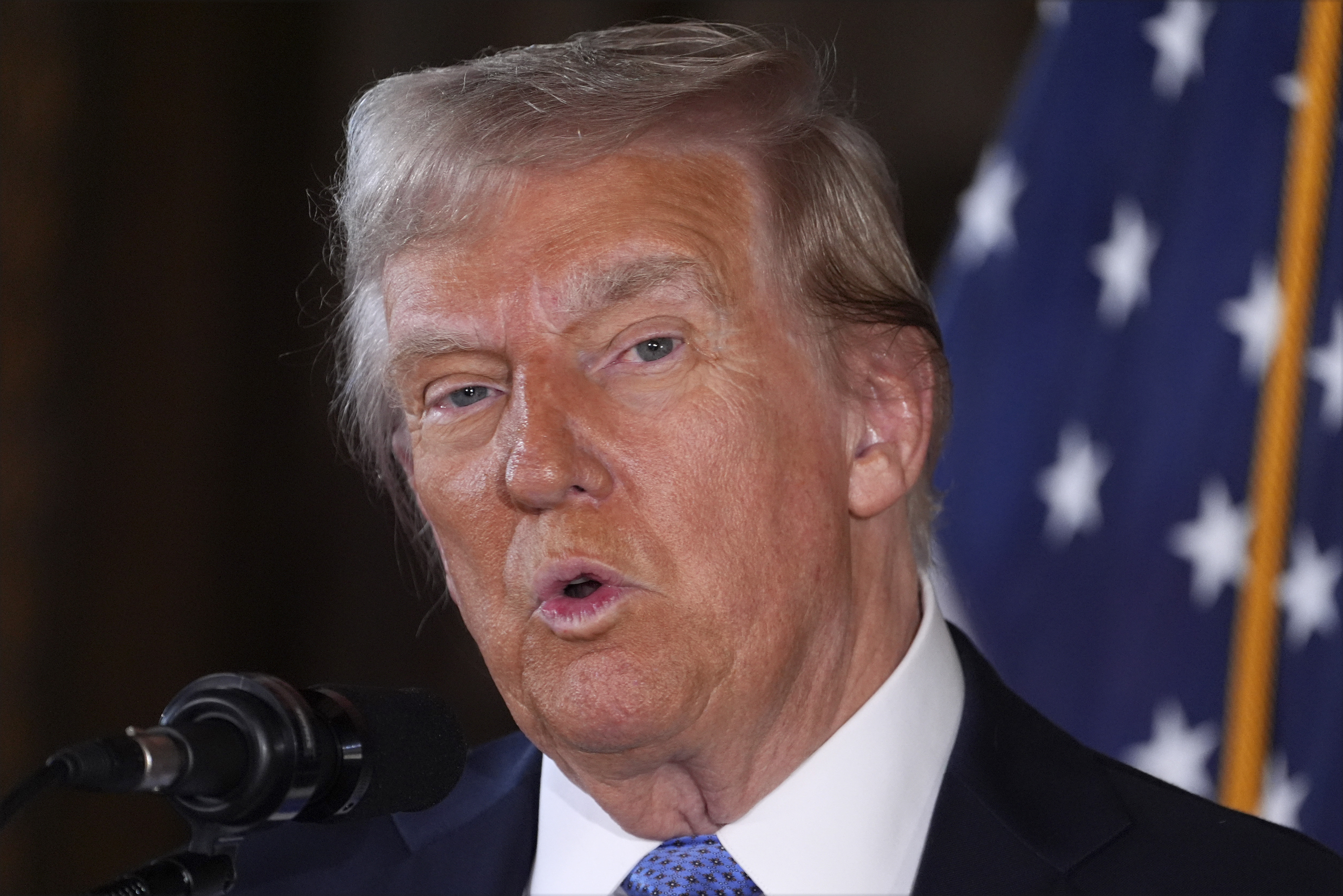 FILE - President-elect Donald Trump speaks during a news conference at Mar-a-Lago, Dec. 16, 2024, in Palm Beach, Fla. (AP Photo/Evan Vucci, File)