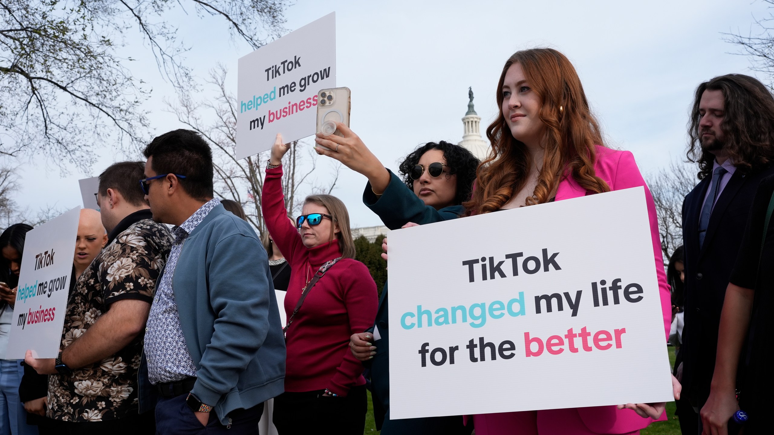 FILE - Devotees of TikTok gather at the Capitol in Washington, as the House passed a bill that would lead to a nationwide ban of the popular video app if its China-based owner doesn't sell, on March 13, 2024. (AP Photo/J. Scott Applewhite, File)