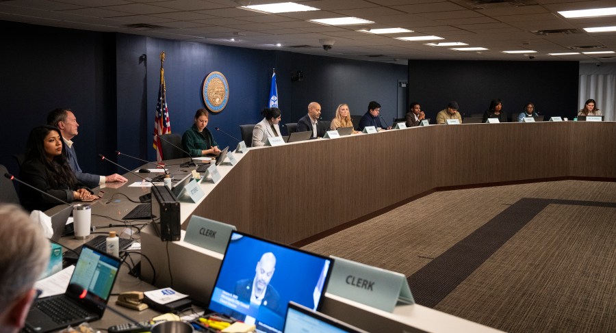 The Minneapolis City Council votes to go into closed session immediately after gaveling into session to go over a federal consent decree mandating reforms to the police department in Minneapolis, Monday, Jan. 6, 2025. (Leila Navidi/Star Tribune via AP)