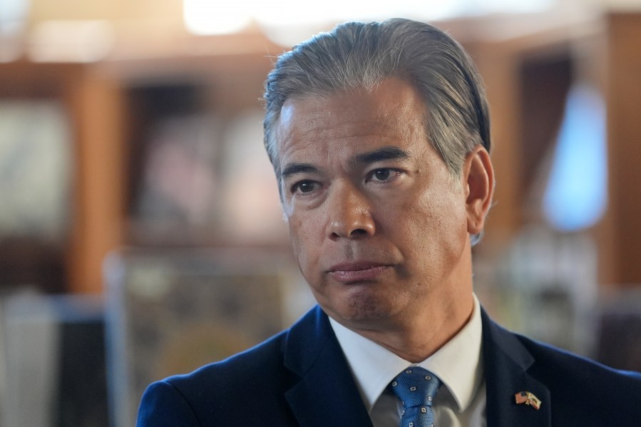 FILE - California Attorney General Rob Bonta speaks at a news conference at the San Francisco Public Library's Bernal Heights branch in San Francisco, Wednesday, Dec. 4, 2024. (AP Photo/Jeff Chiu, File)