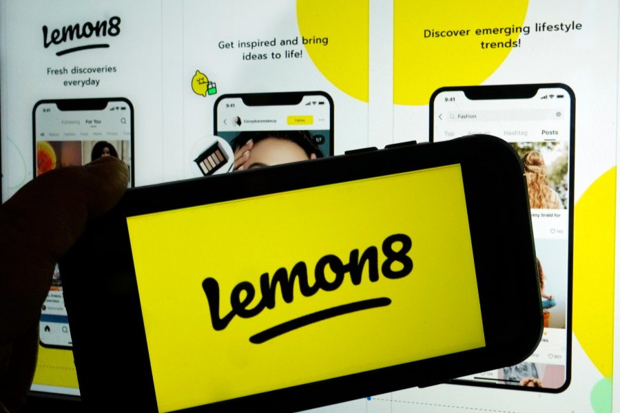 FILE - This photo shows the logo and application page for the social media site Lemon8, in New York, Wednesday, April 5, 2023. (AP Photo/Richard Drew, File)