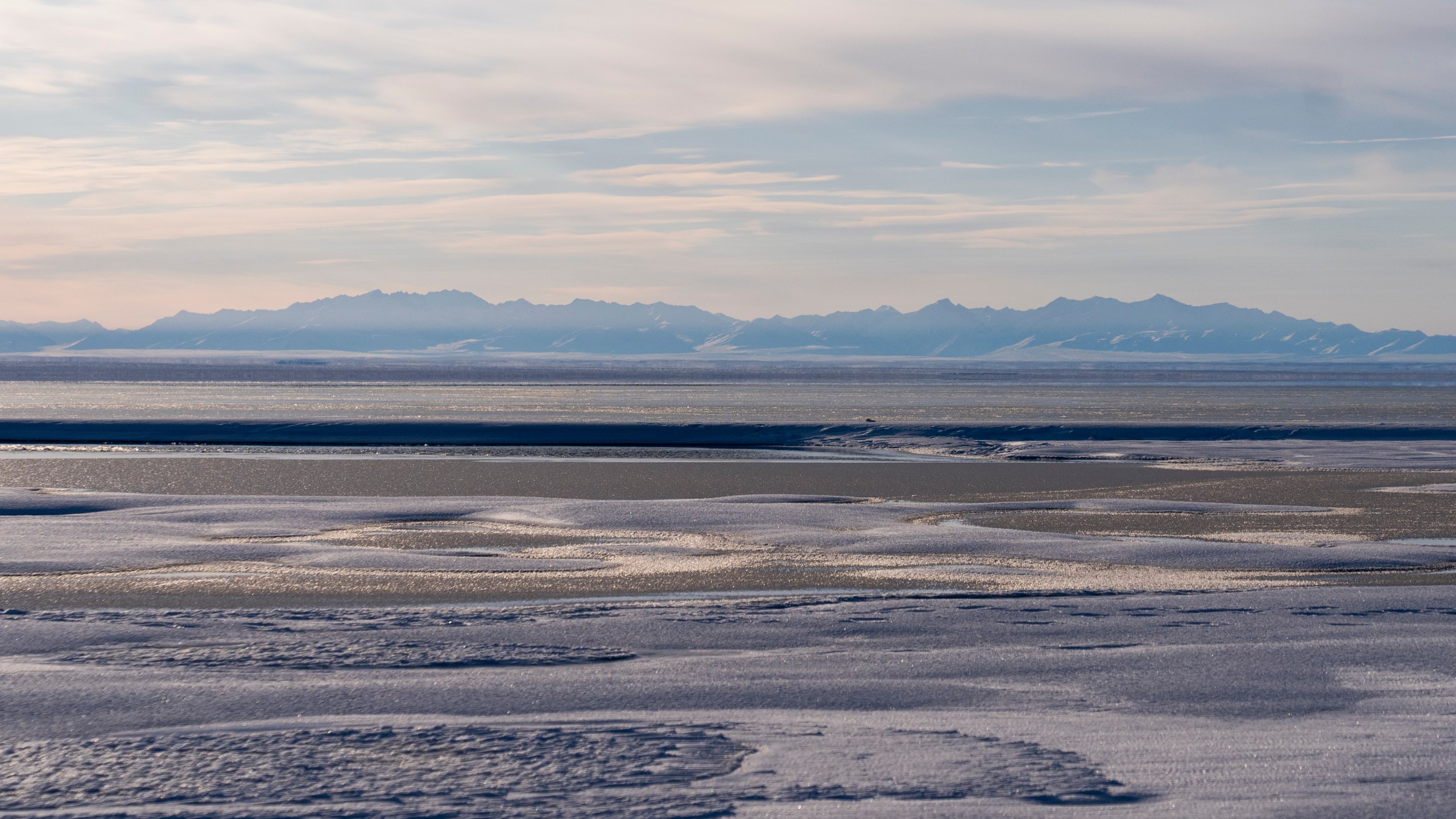 FILE - The Kaktovik Lagoon and the Brooks Range mountains of the Arctic National Wildlife Refuge are seen in Kaktovik, Alaska, Oct. 15, 2024. (AP Photo/Lindsey Wasson, File)