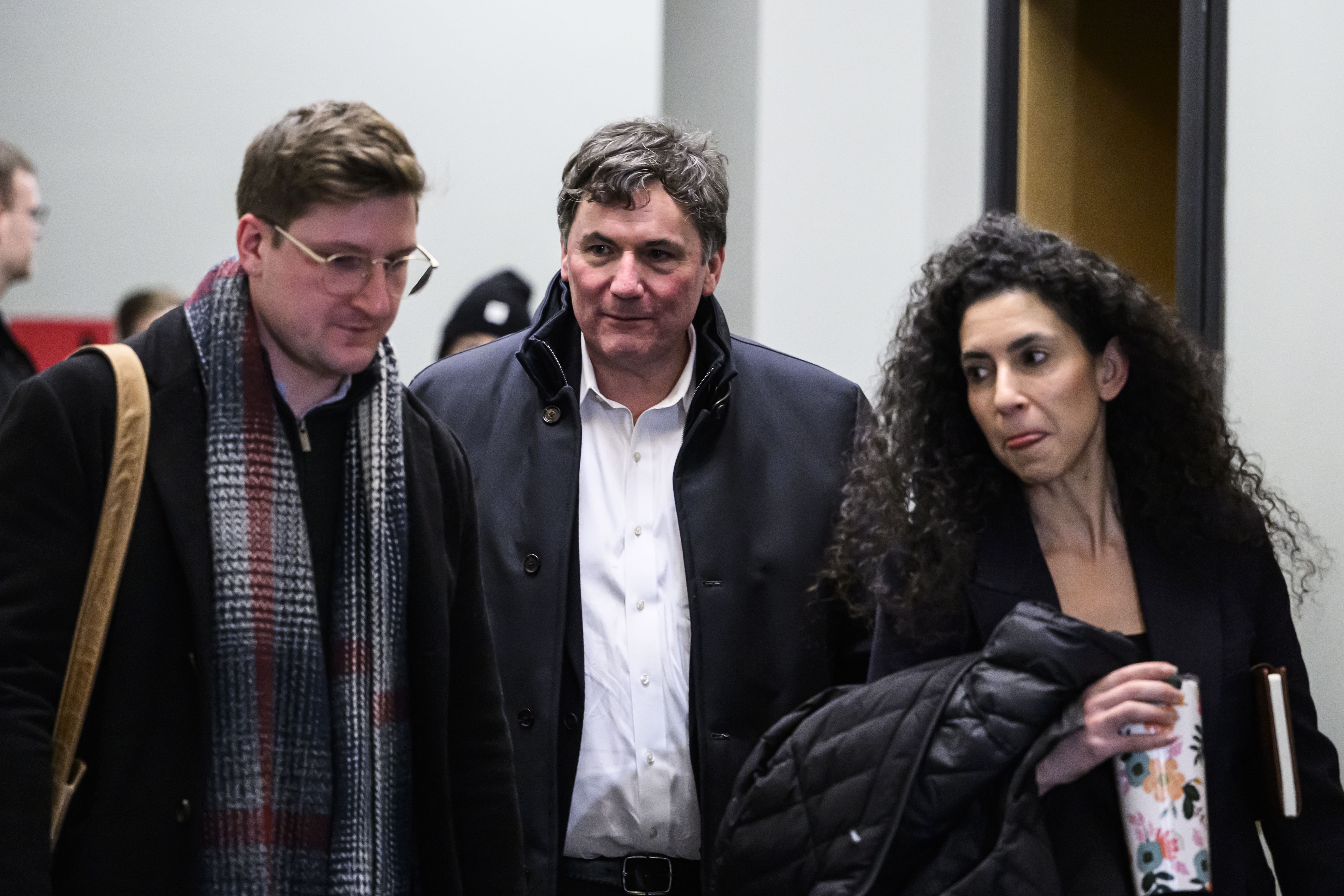 Minister of Public Safety, Democratic Institutions and Intergovernmental Affairs Dominic LeBlanc leaves a meeting of the Liberal Caucus in West Block on Parliament Hill in Ottawa, on Wednesday, Jan. 8, 2025. (Justin Tang/The Canadian Press via AP)