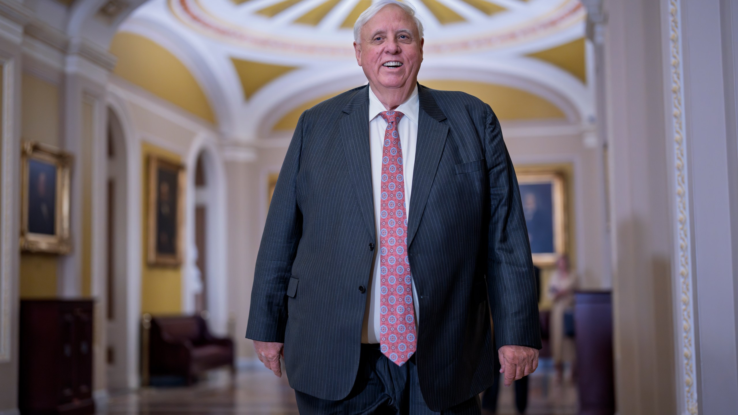 FILE - Sen.-elect Jim Justice, R-W.Va., arrives to join other Republicans in choosing new leadership, at the Capitol in Washington, Wednesday, Nov. 13, 2024. (AP Photo/J. Scott Applewhite, File)